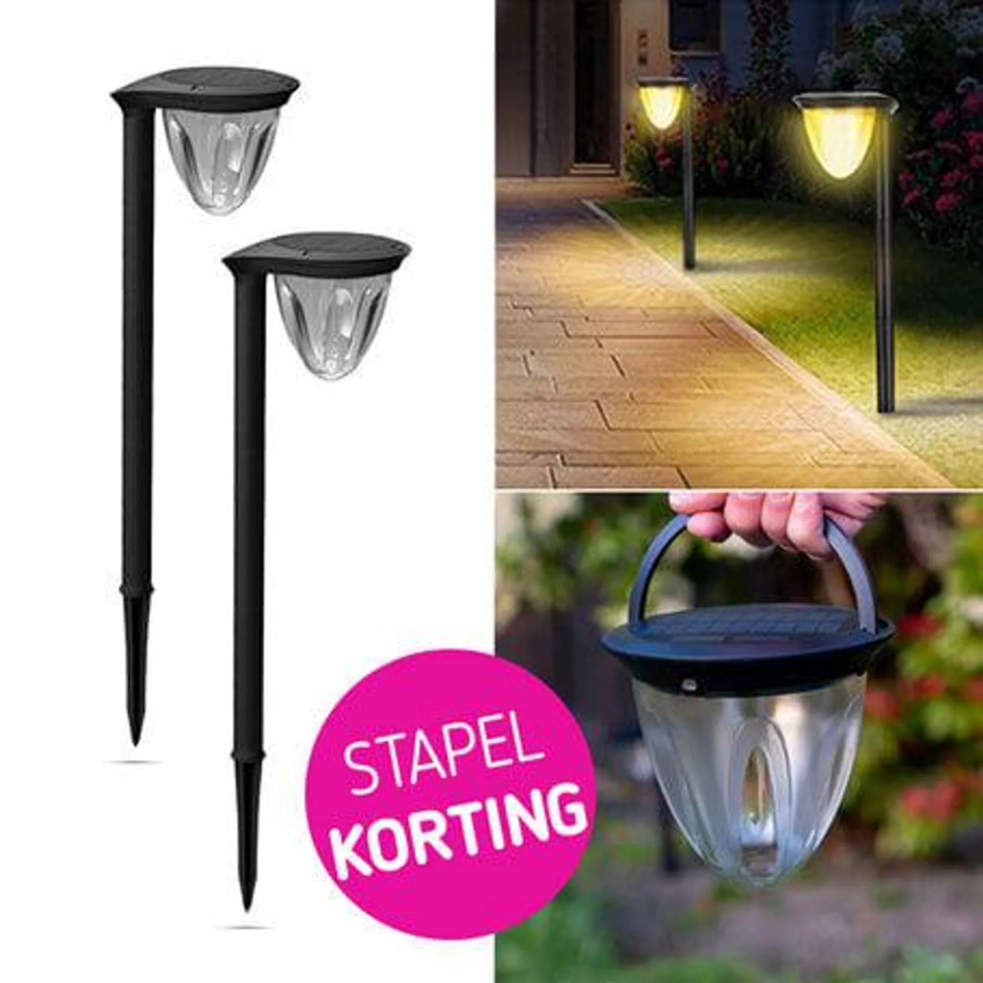 2-PACK Multifunctionele Solar Tuinlamp met Sensor