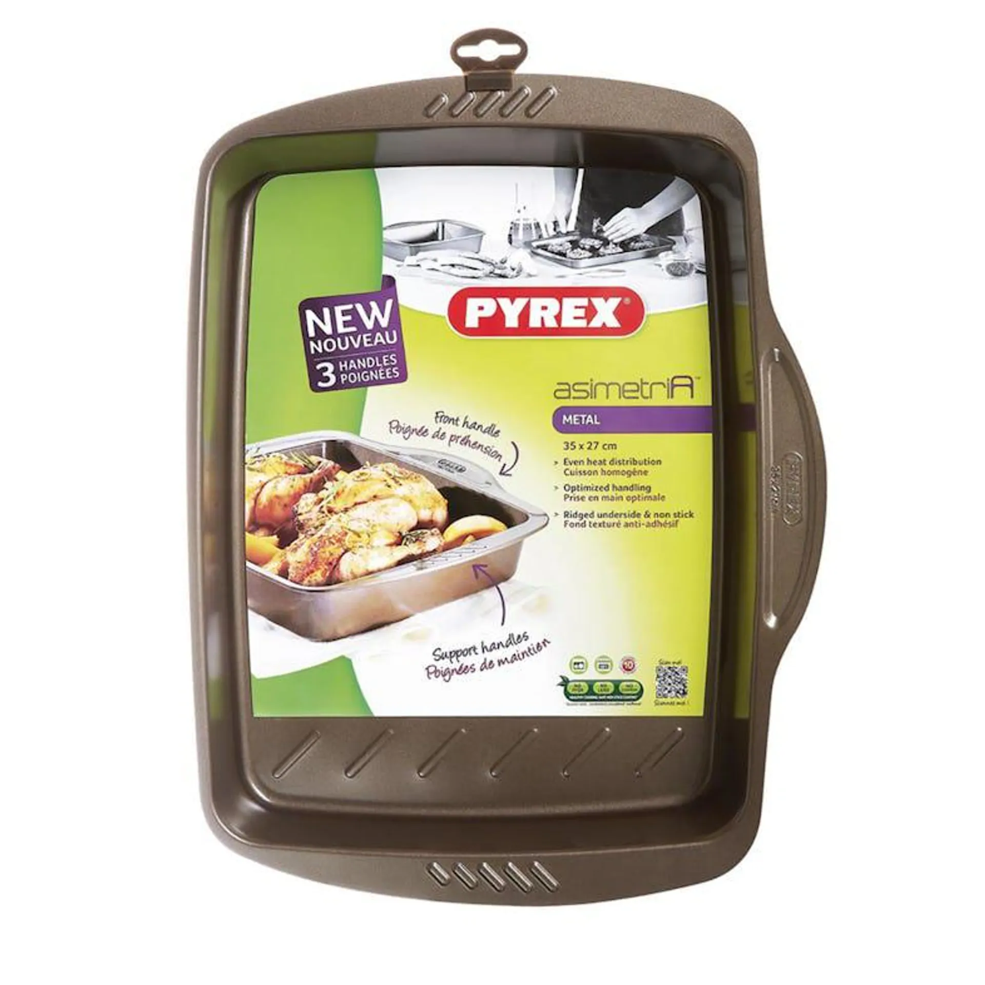 Pyrex Rechthoekige Metalen Ovenschaal, 35 X 27 Cm, Asimetria