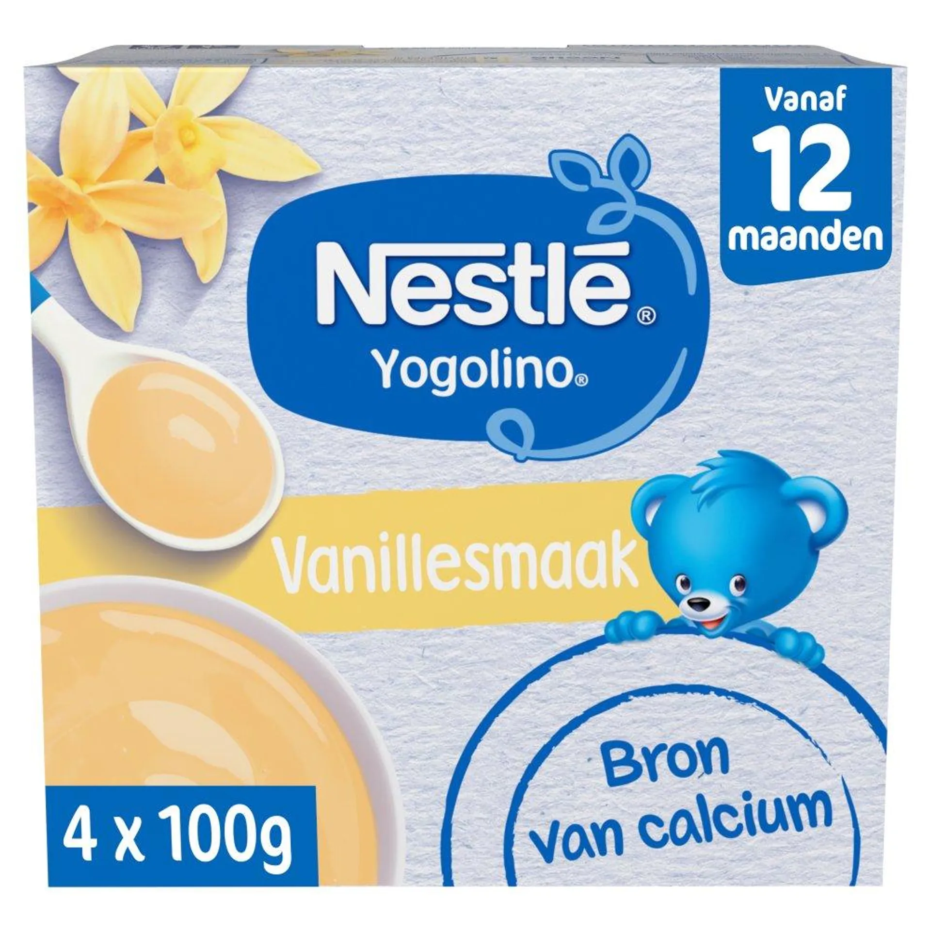 Nestlé Yogolino® Vanillesmaak 12+ maanden baby toetje 4 x 100 g