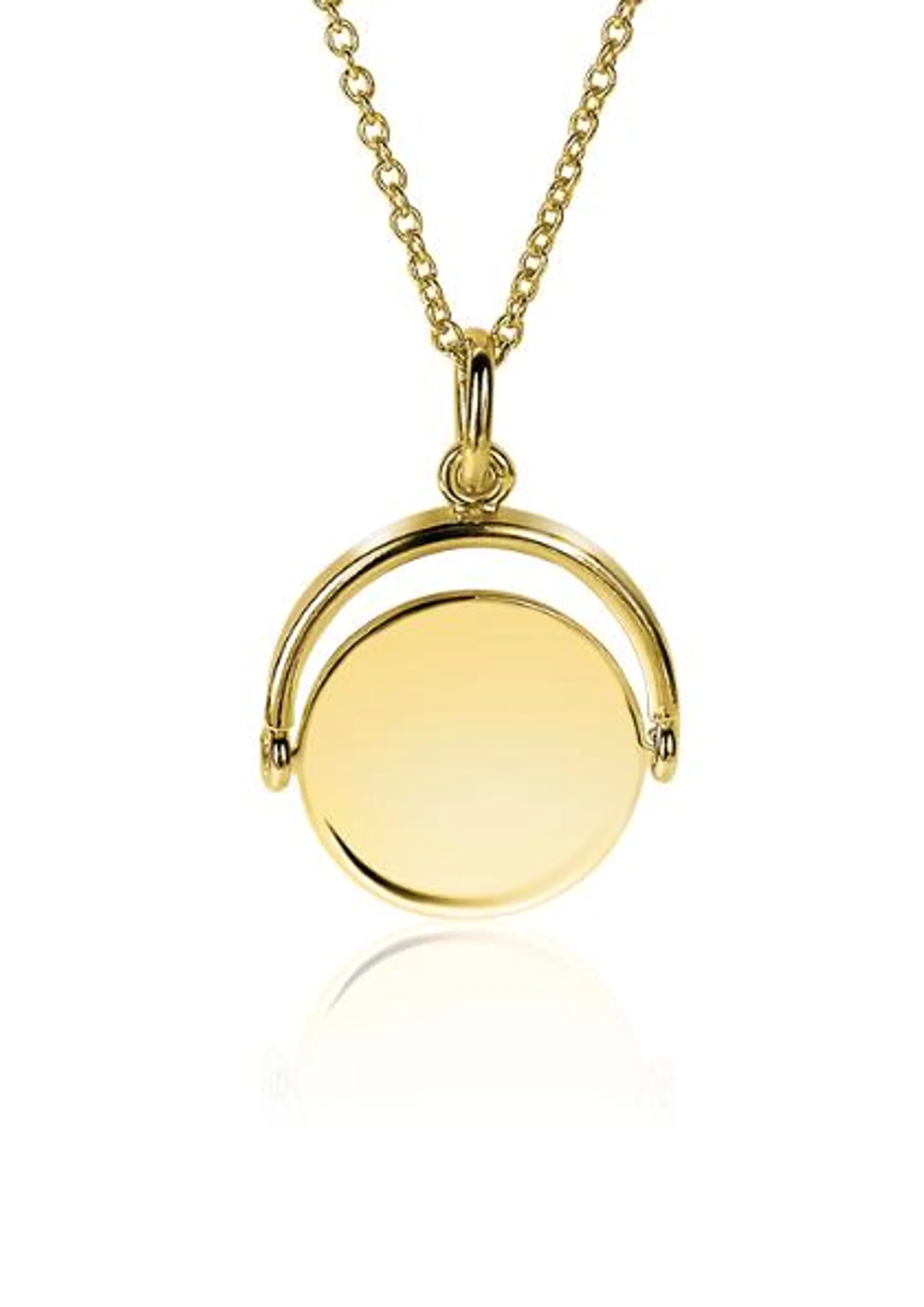 ZINZI Sterling Silver Pendant 14K Yellow Gold Plated 27mm