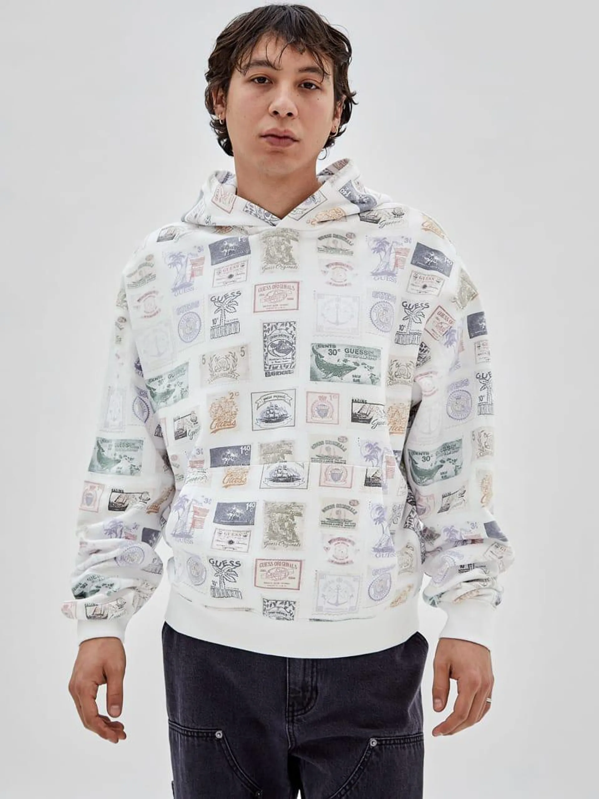 Sweatshirt met postzegelprint