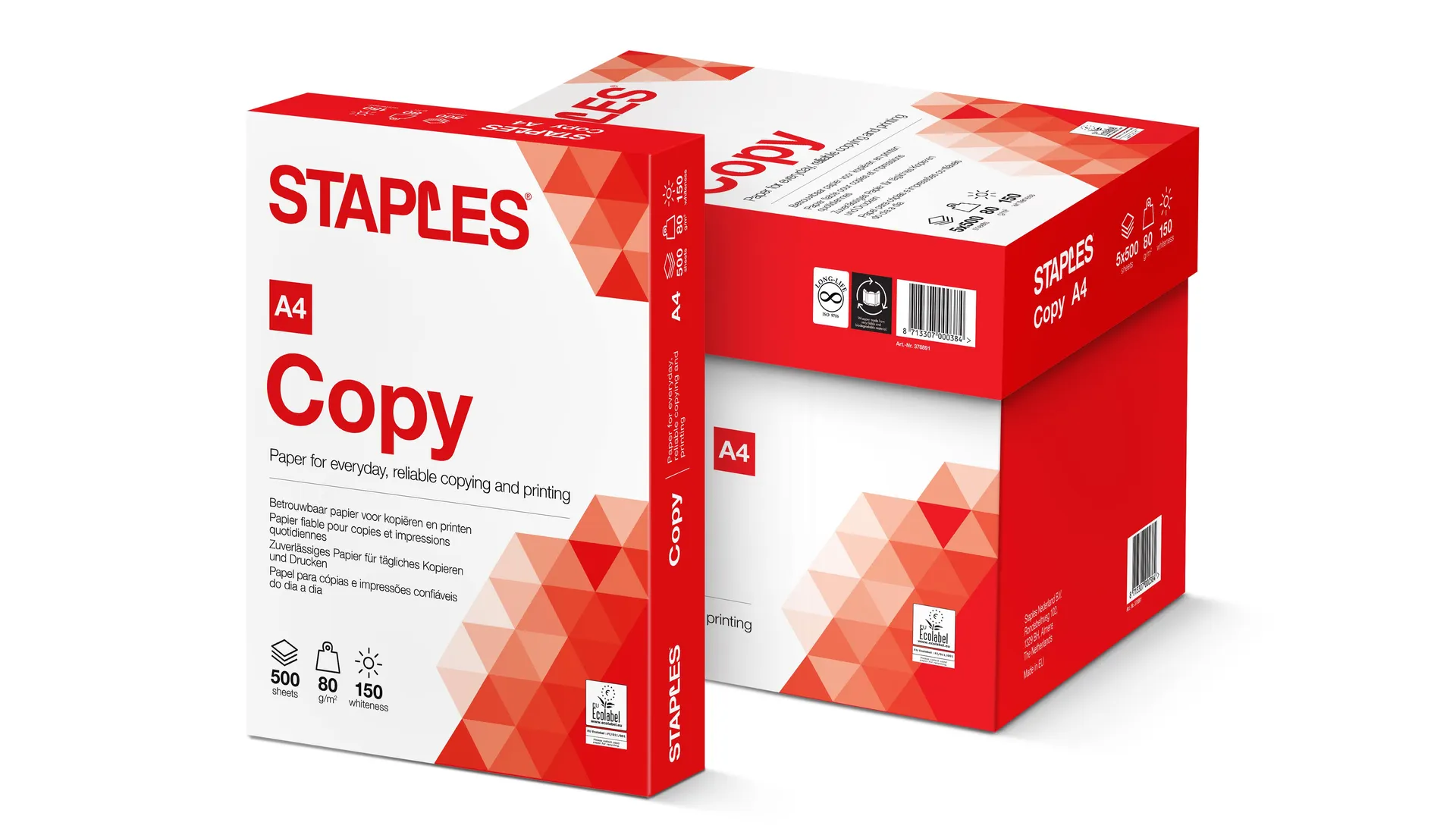 Staples Copy Papier A4 80 g/m² Wit