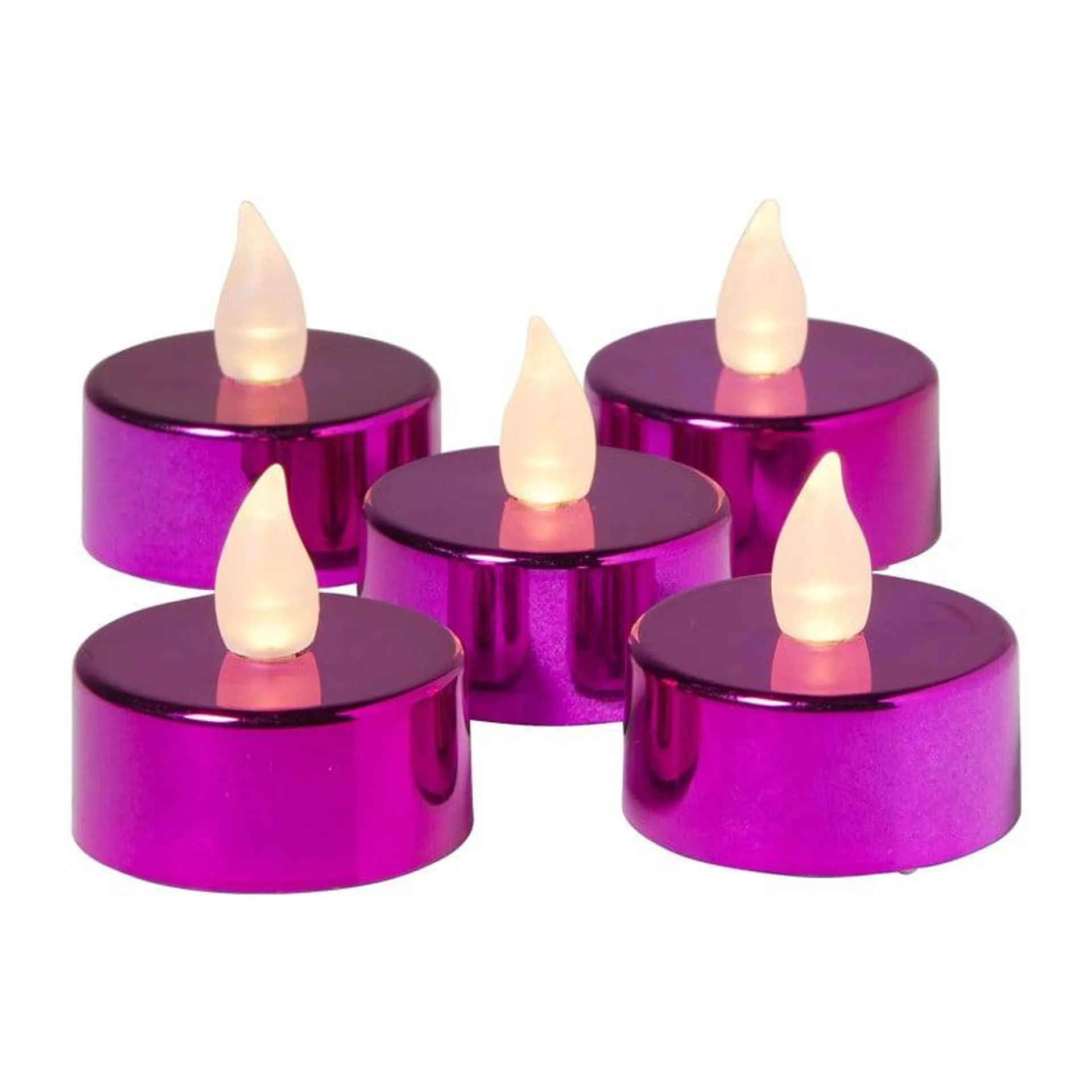 LED waxinelichten - fuchsia - set van 5