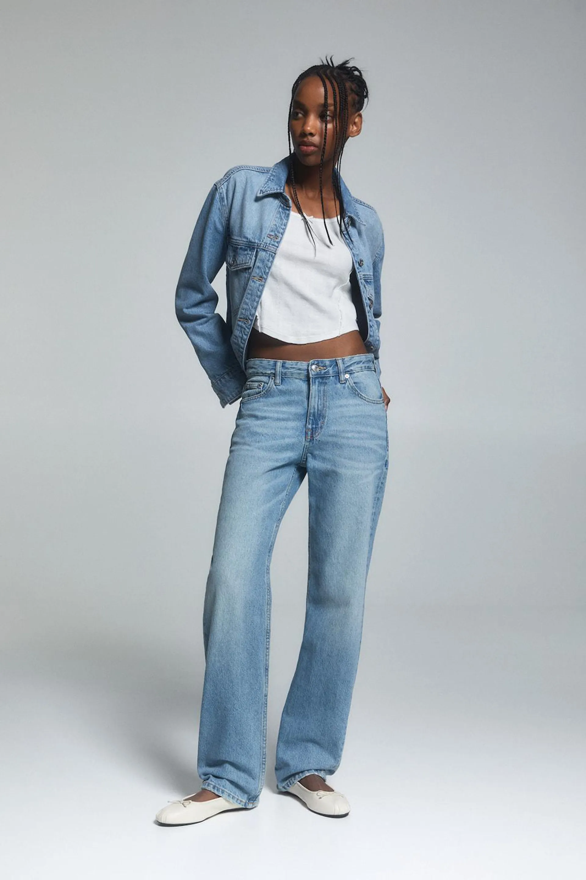 Straight model jeans met halfhoge taille