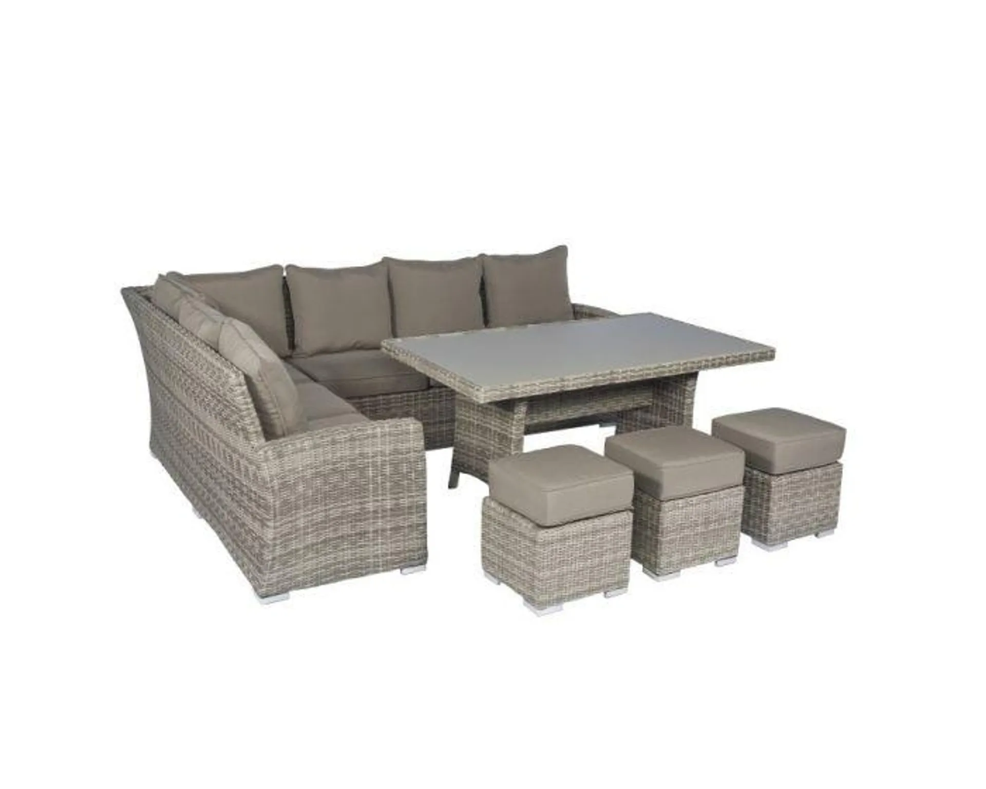 Hoekbank loungeset wicker "Monaco" Cappucino beige - Pure Garden & Living