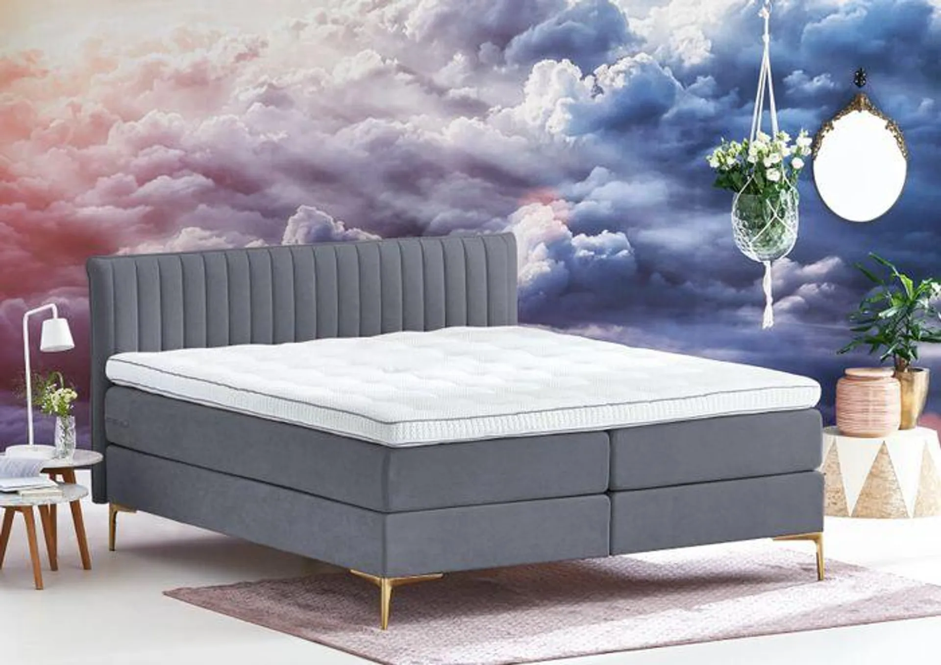 Cinderella Boxspring Desire Wave Compleet - Grijs