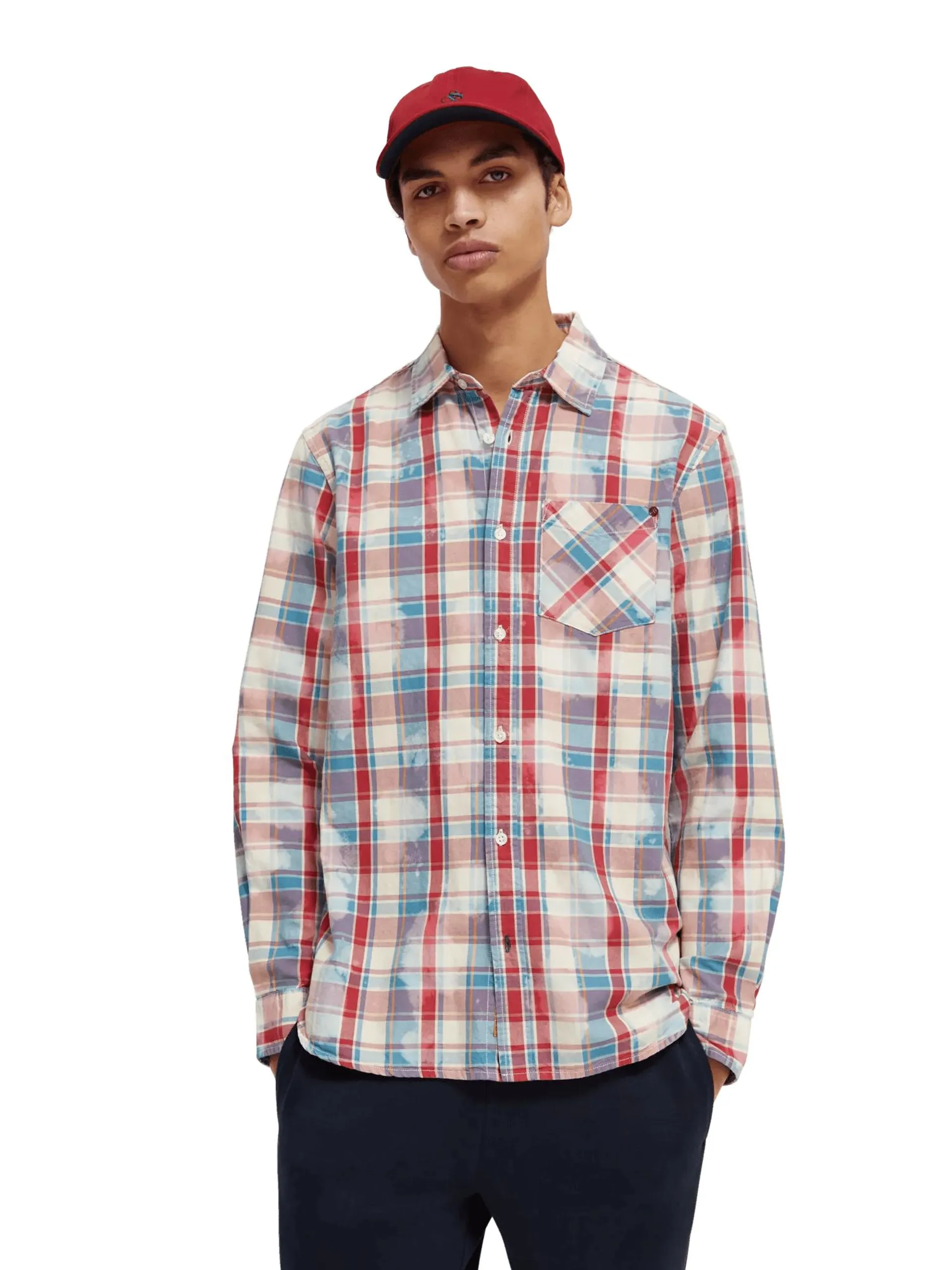 Washed checked workwear shirt