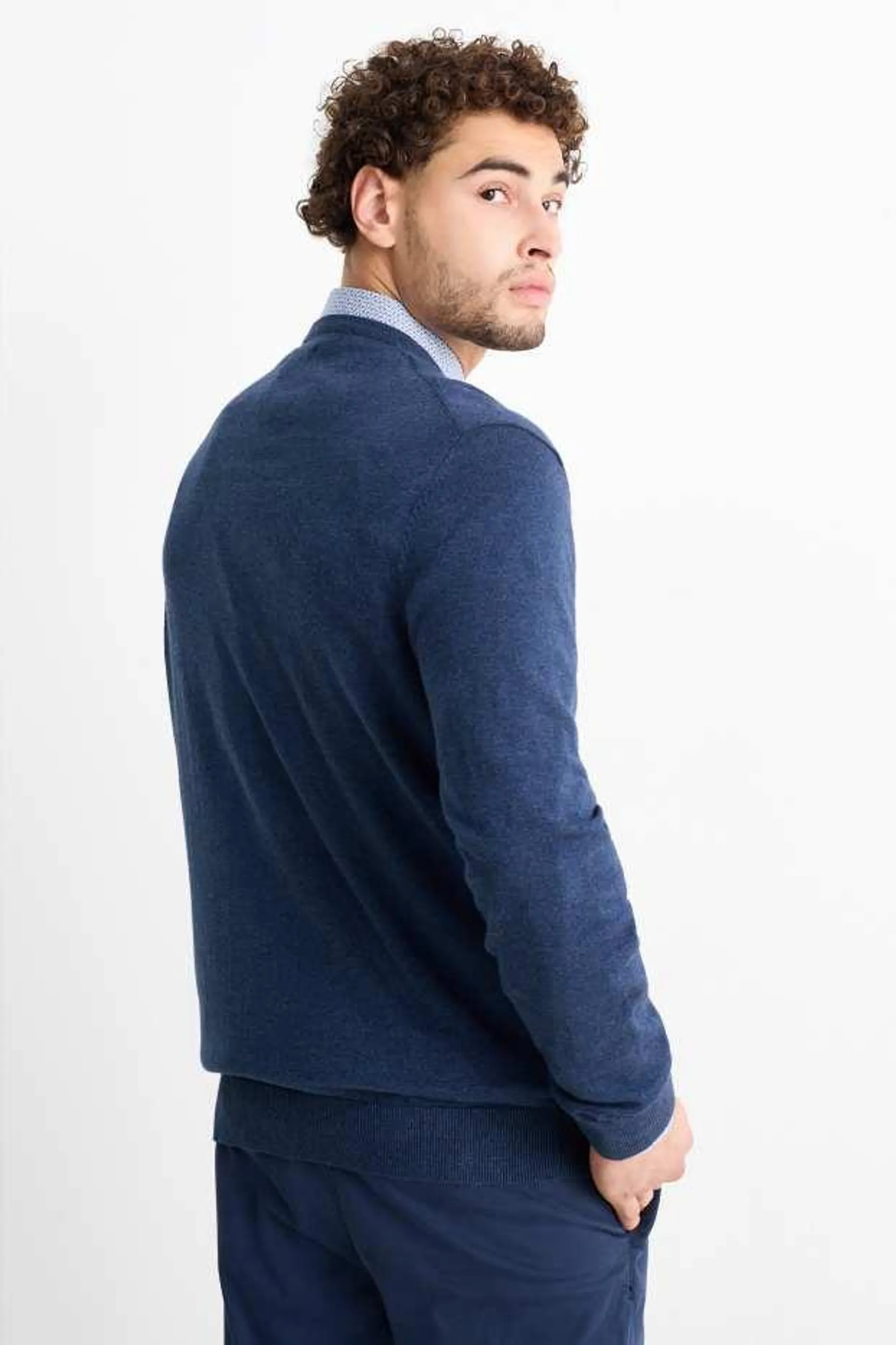 Fine knit jumper and shirt - regular fit - kent collar