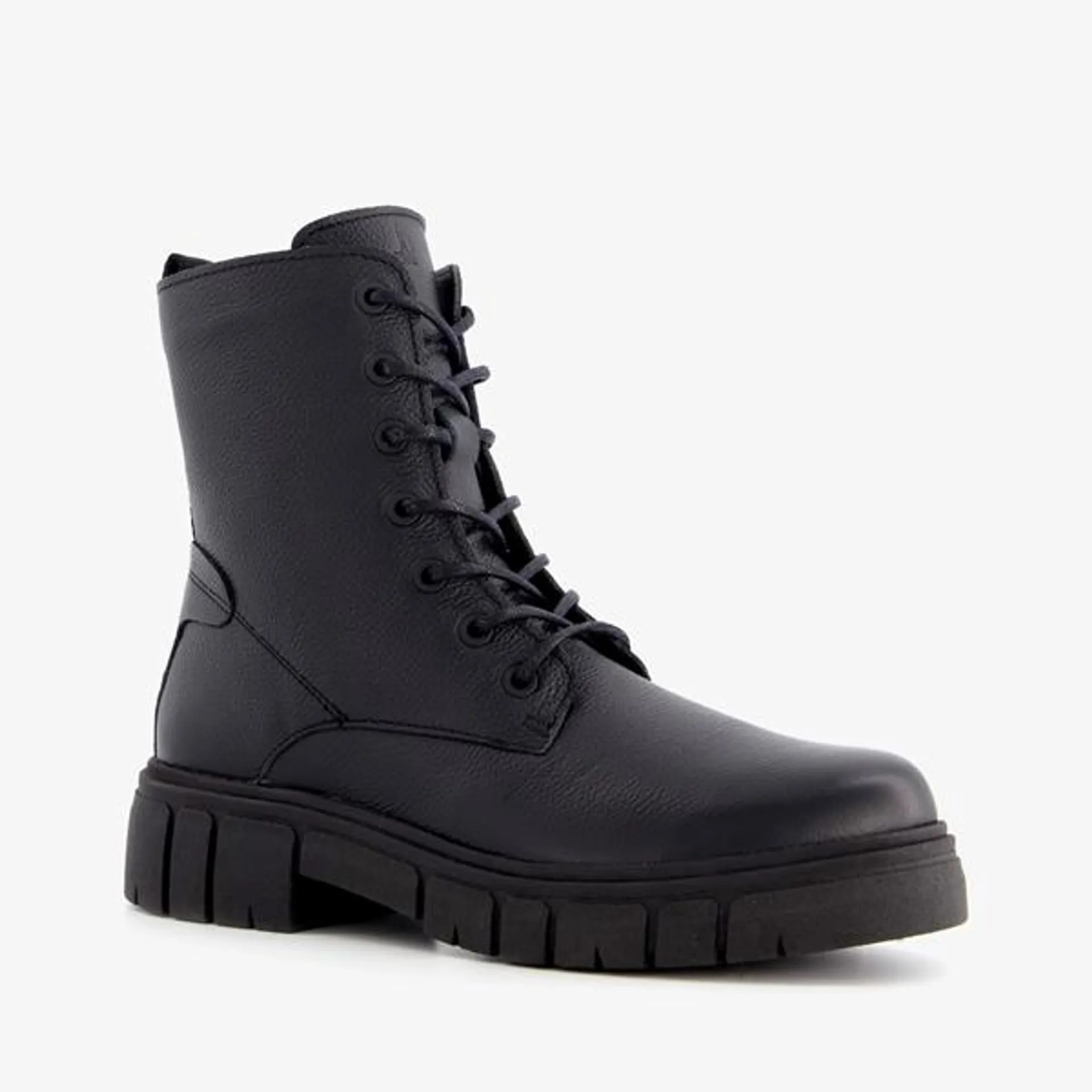 Hush Puppies leren veterboots zwart