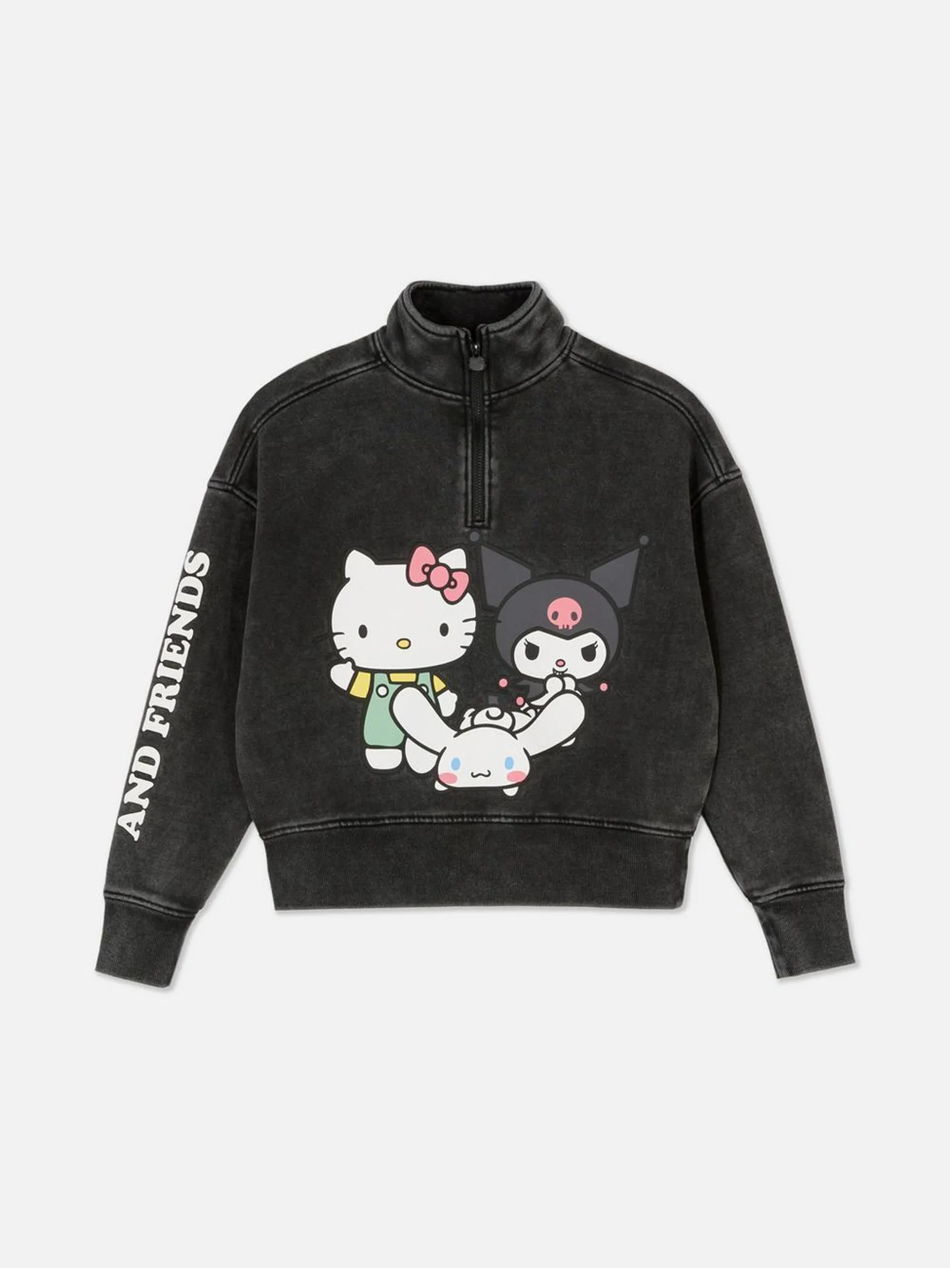 Acid wash sweatshirt met opstaande kraag Hello Kitty