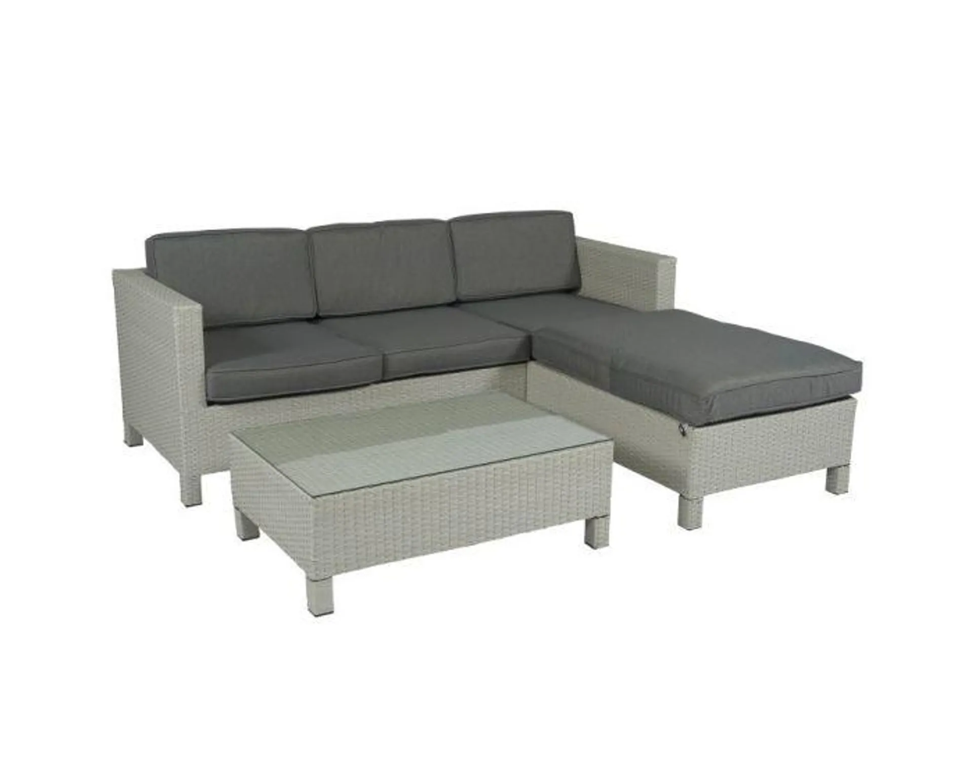 Hoekbank "Lima" Loungeset - 3-zits wicker - Lichtgrijs - Pure Garden & Living