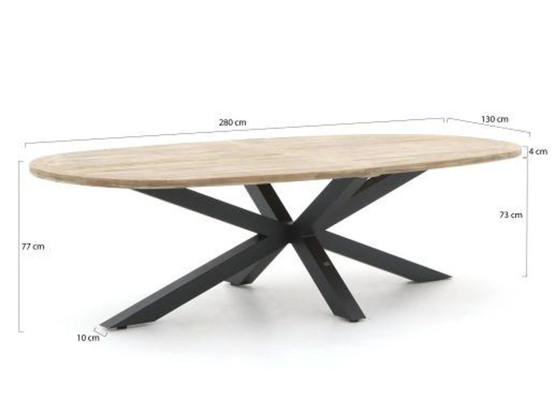 Apple Bee Milou/ROUGH-Y Ellips 240cm dining tuinset 7-delig