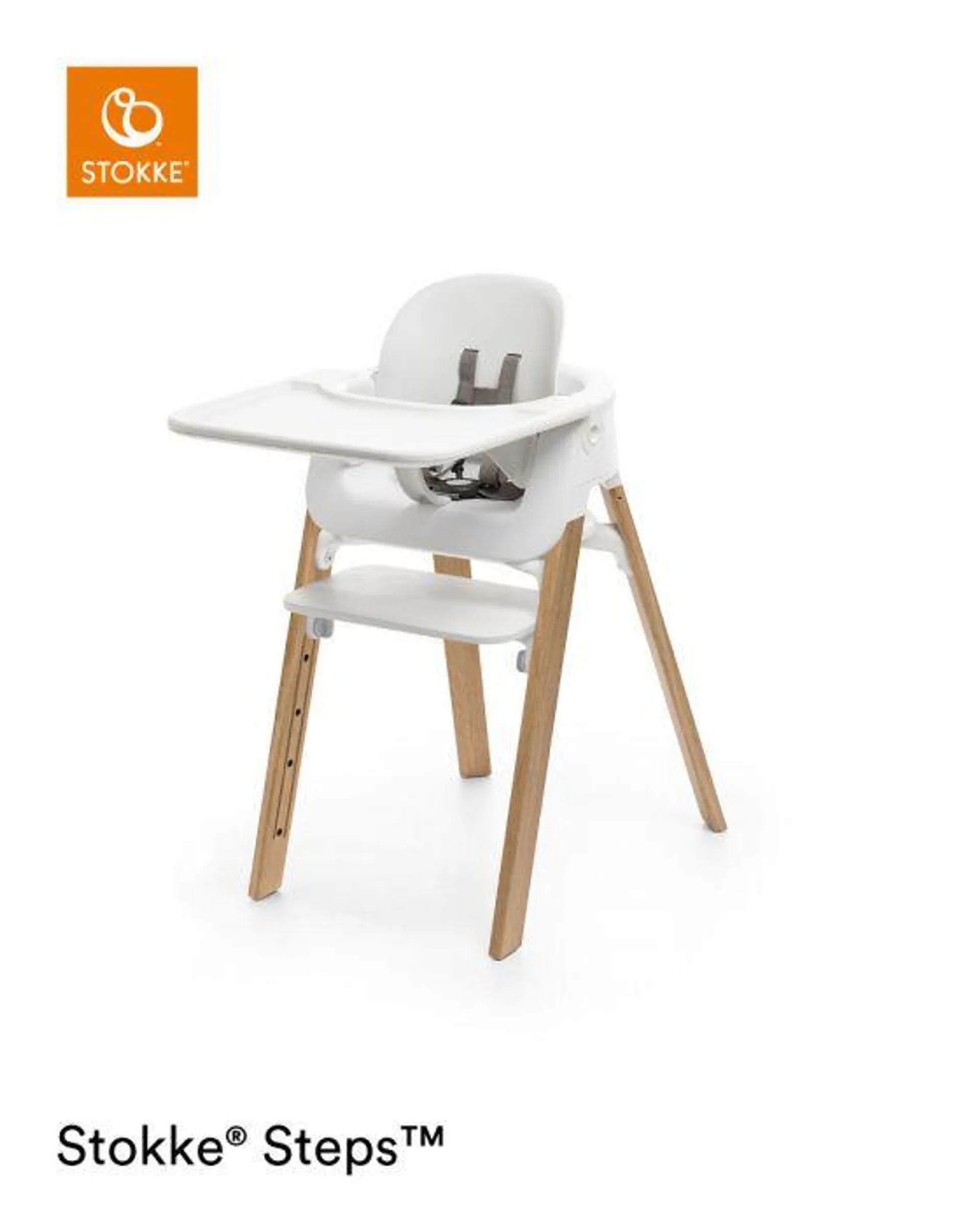 Stokke® Steps™️ Kinderstoel White Natural + Baby Set + Baby Set Eetblad