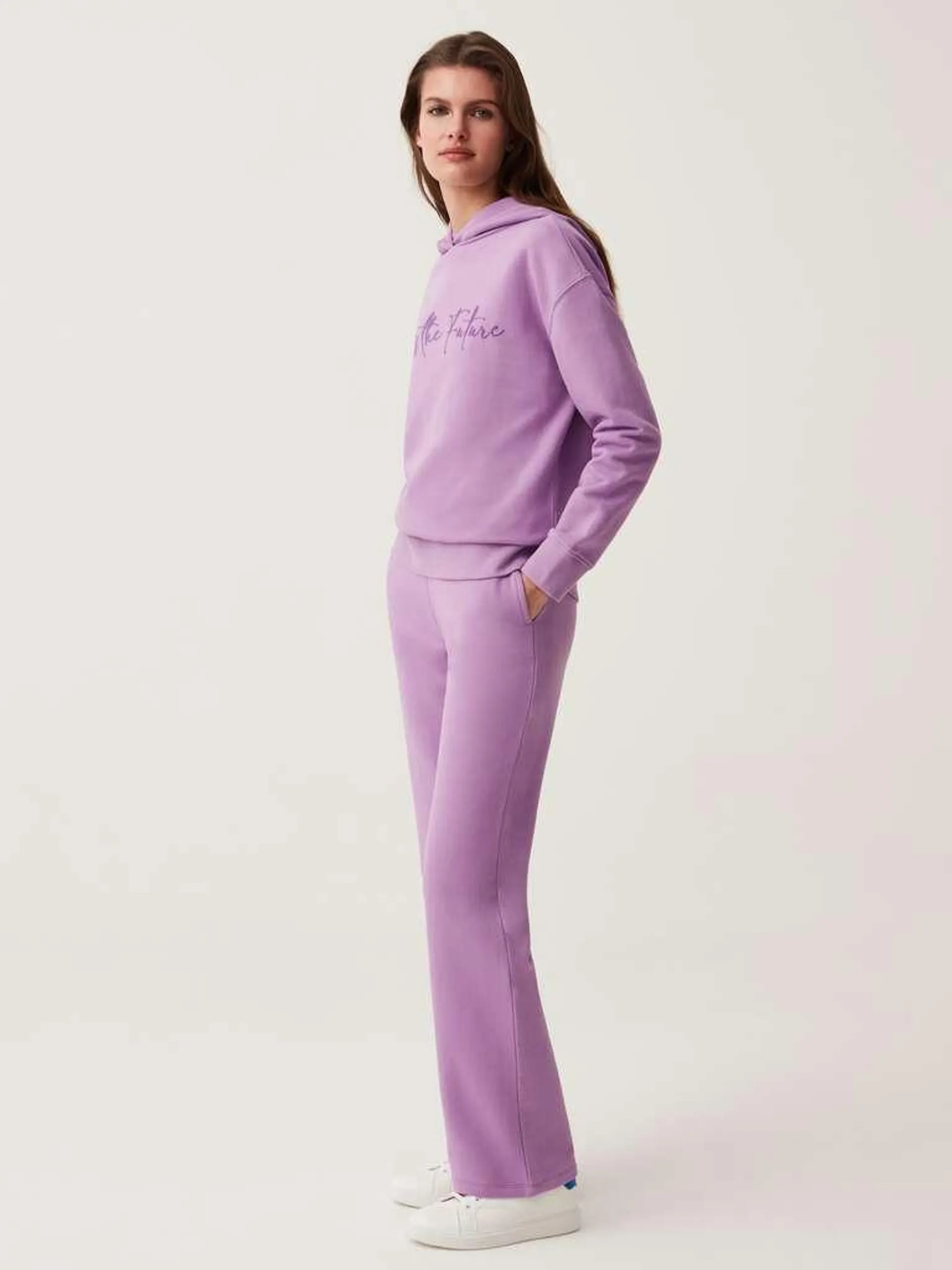 Lilac Fitness straight-fit joggers in fleece with drawstring