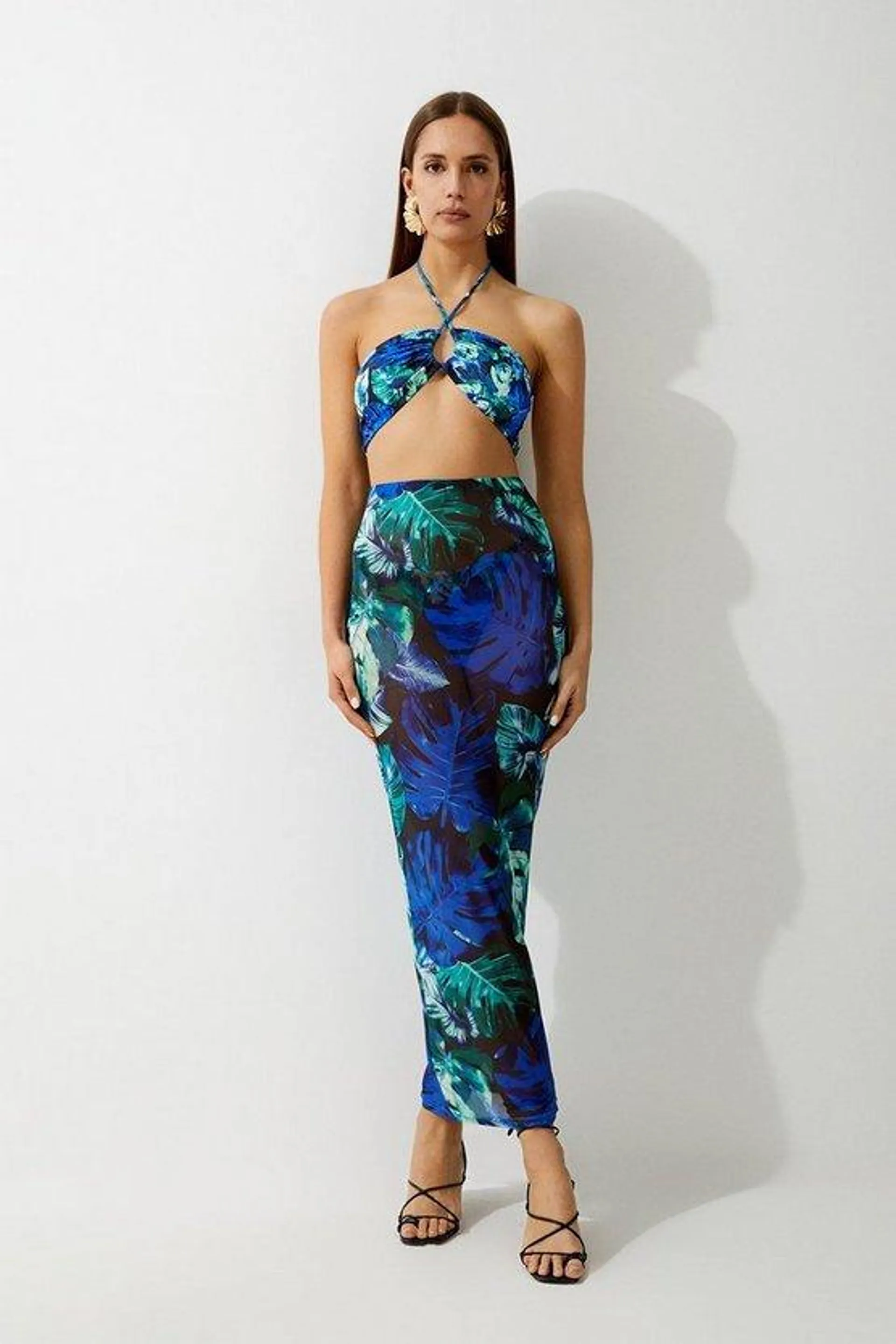 Palm Print Beach Maxi Skirt