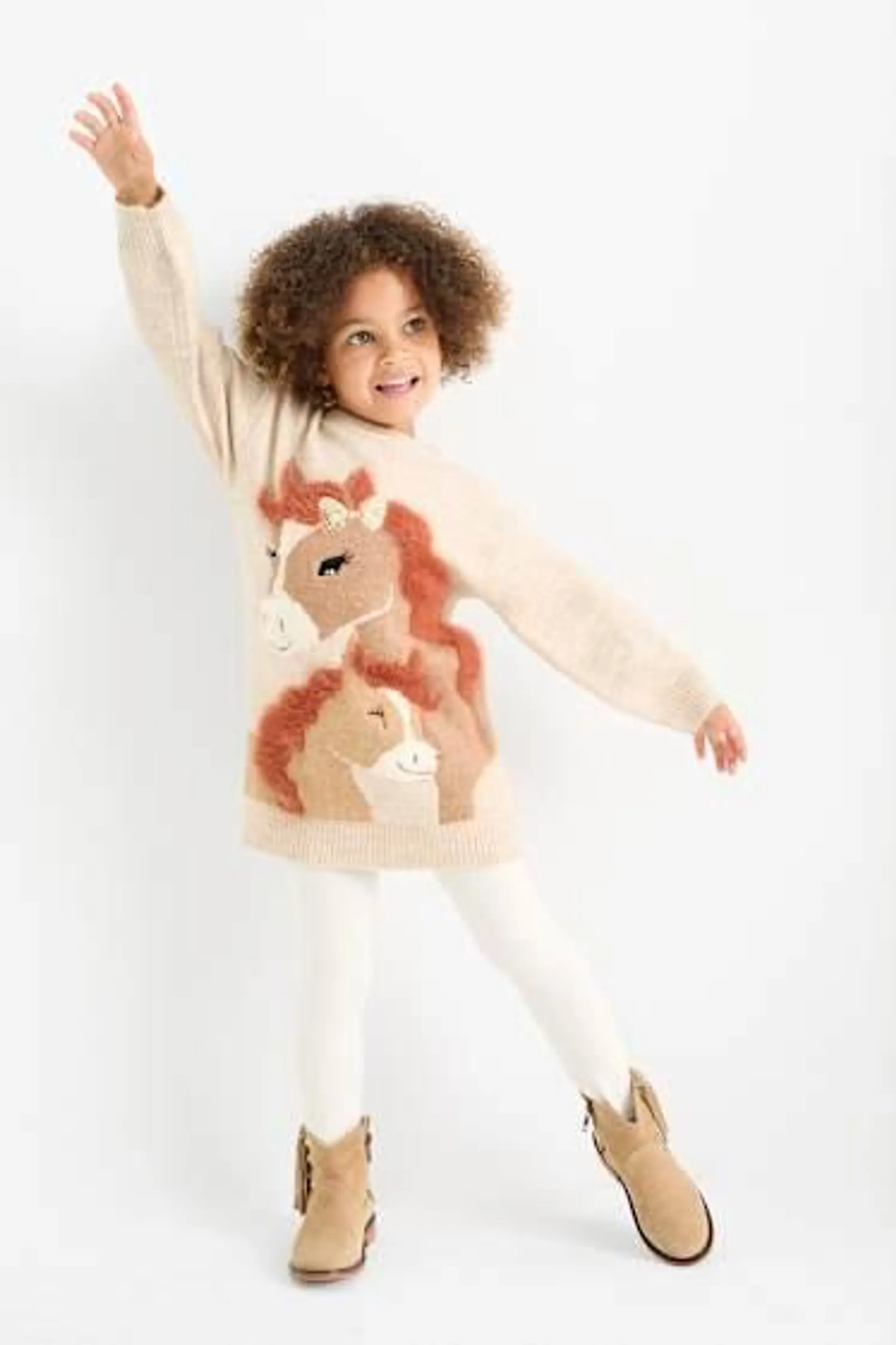 Horse - set - knitted dress and tights - 2 piece