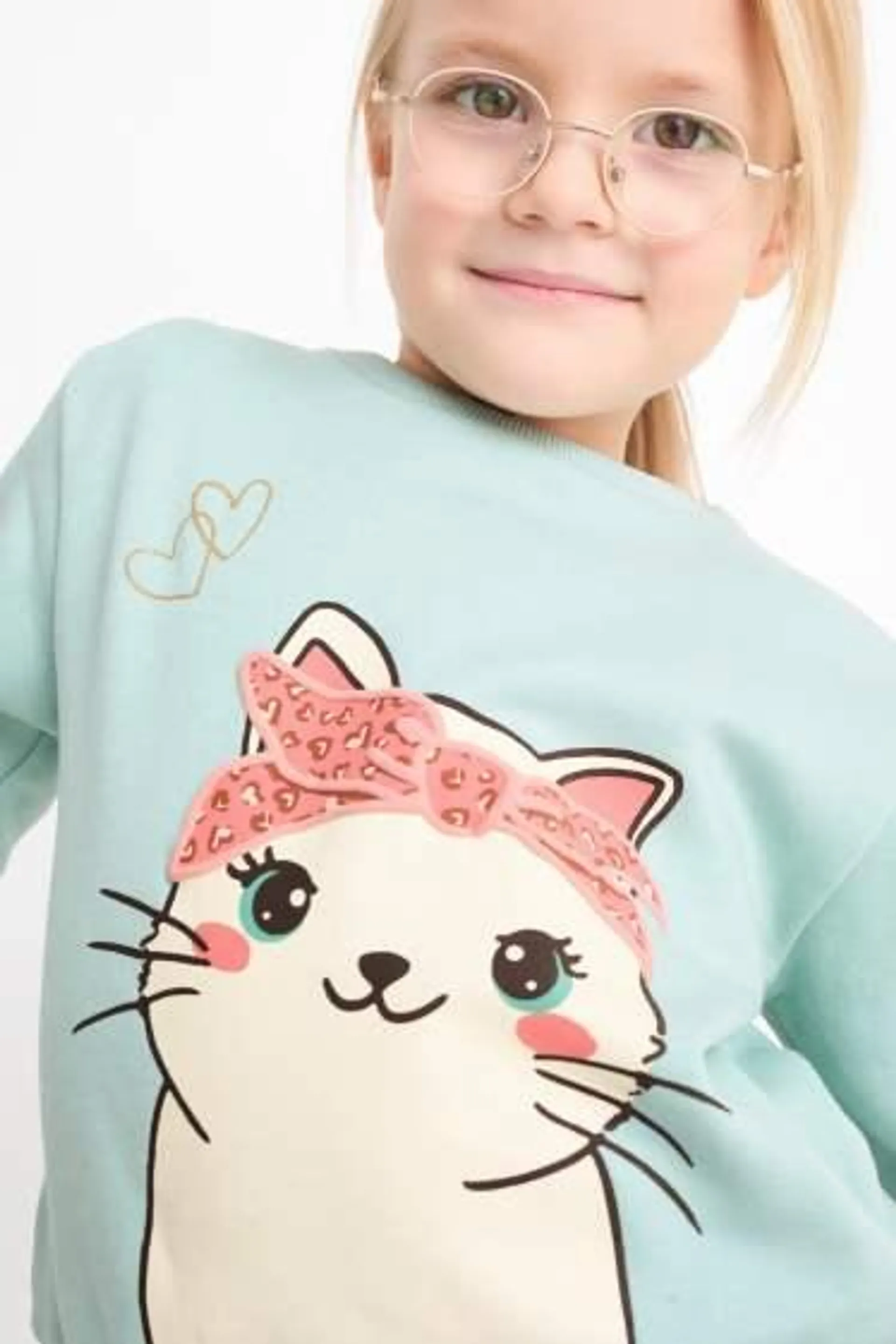 Set van 2 - poes en hart - sweatshirt