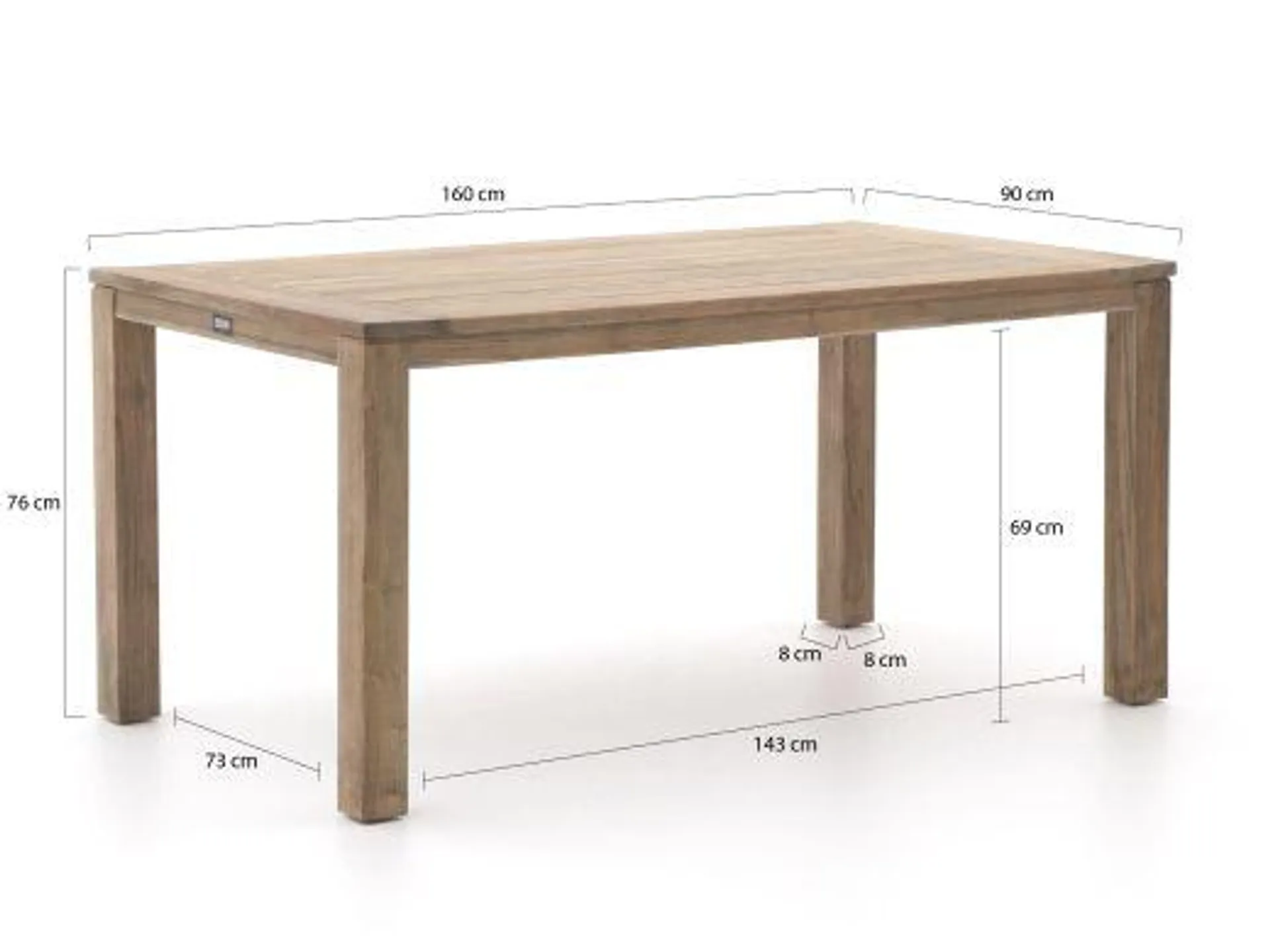 Intenso Busso/ROUGH-S 160cm dining tuinset 5-delig