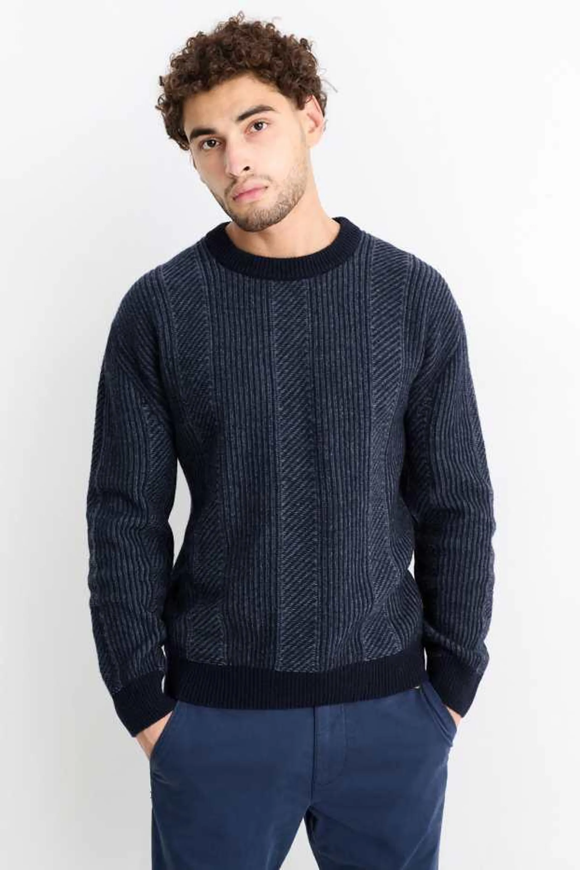 Jumper - wool blend - ribbed