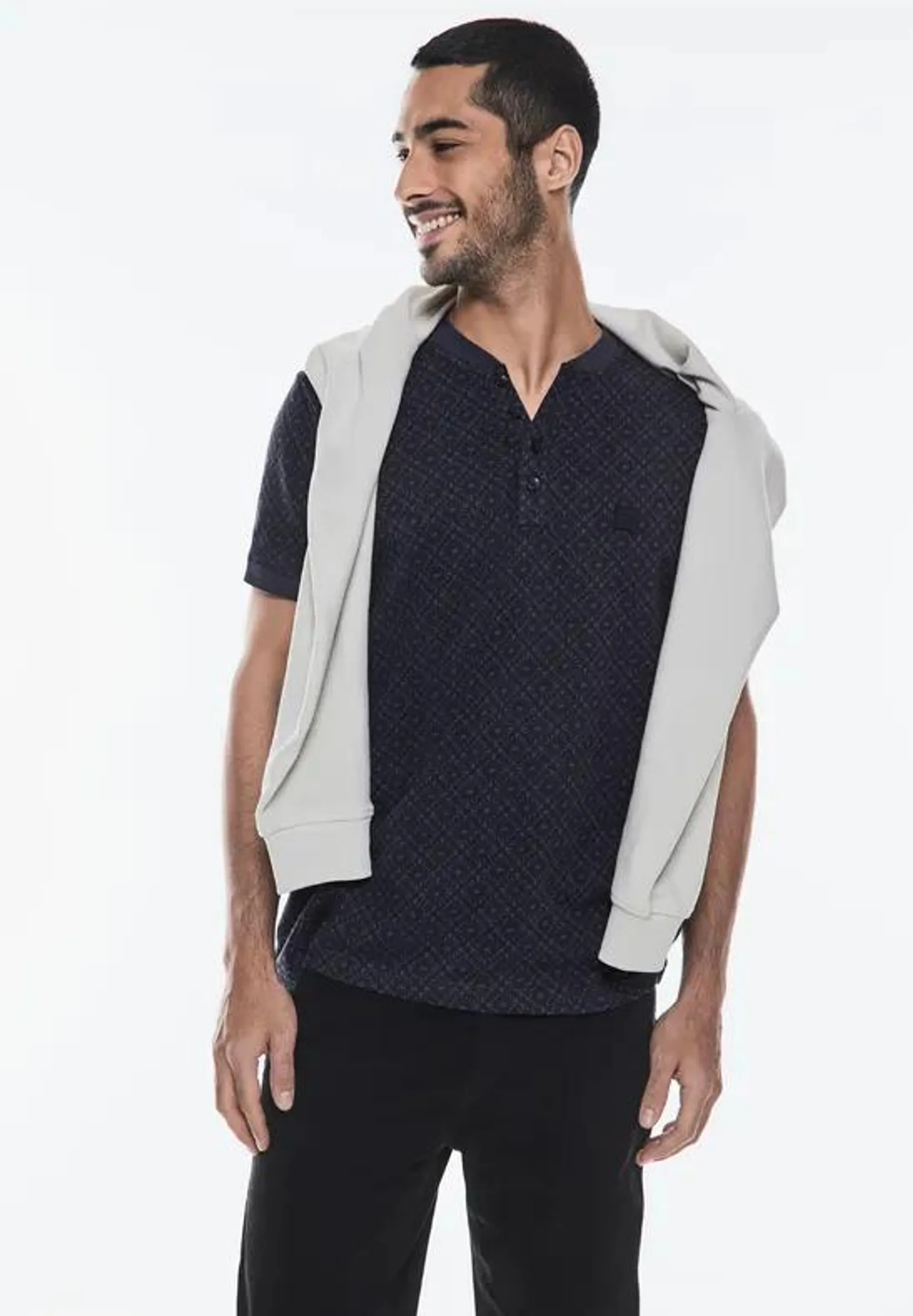 Jacquard henley-shirt