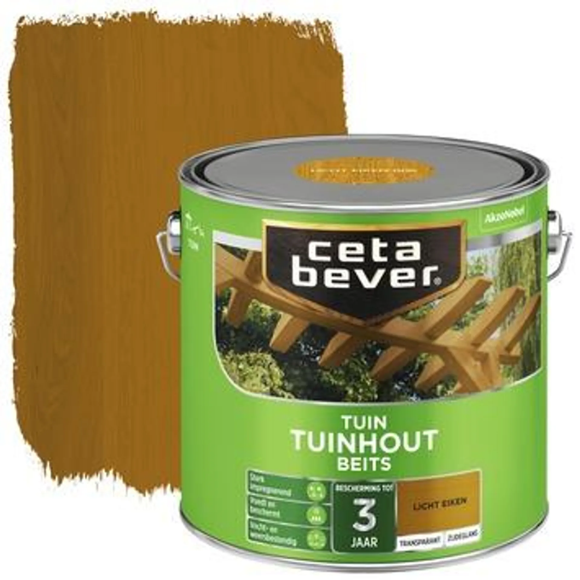 CetaBever Tuinhoutbeits transparant licht eik zijdeglans 2,5 L