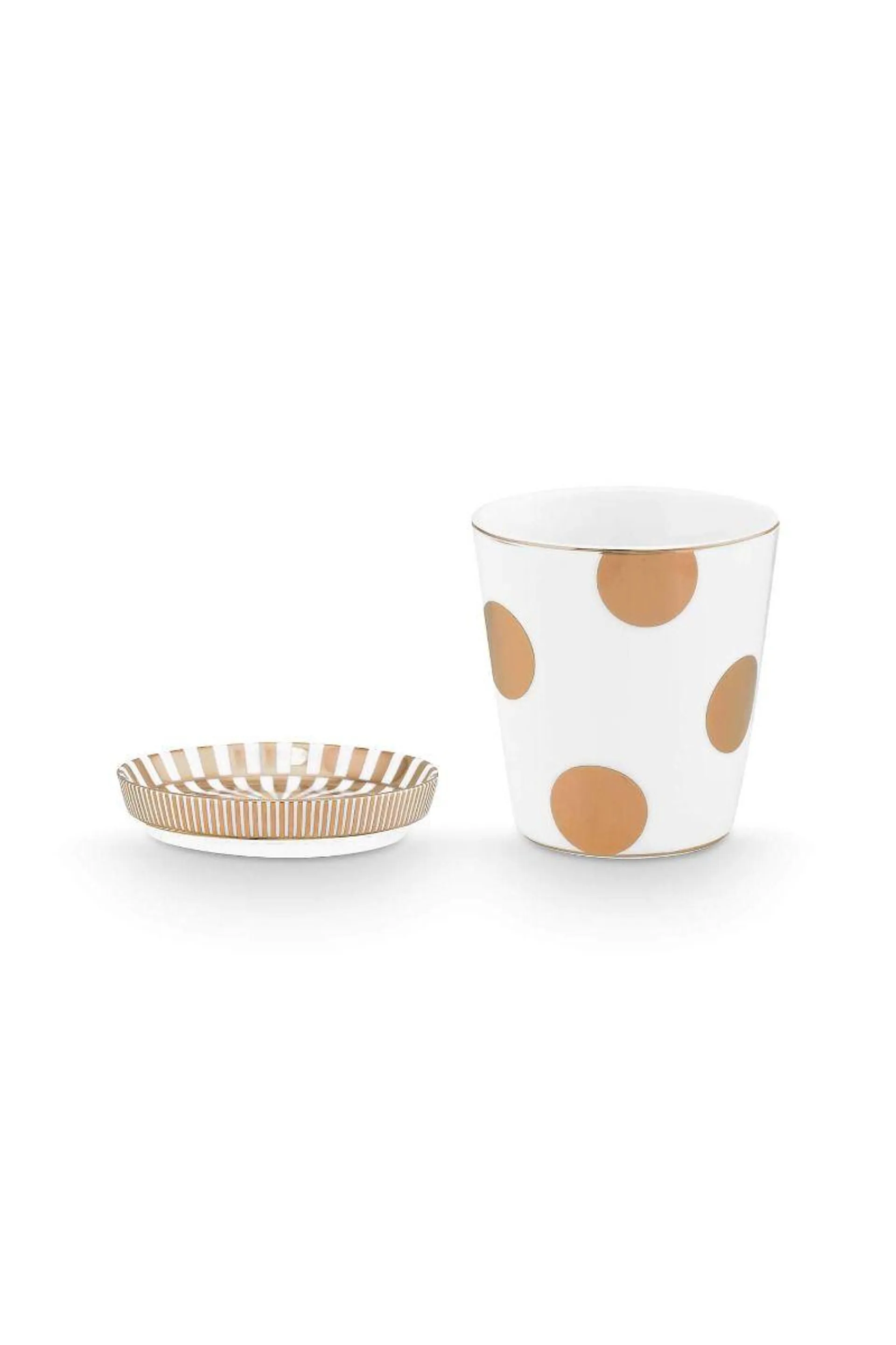 Set/2 Mok Klein & Theetip Dot Delight Wit-Goud