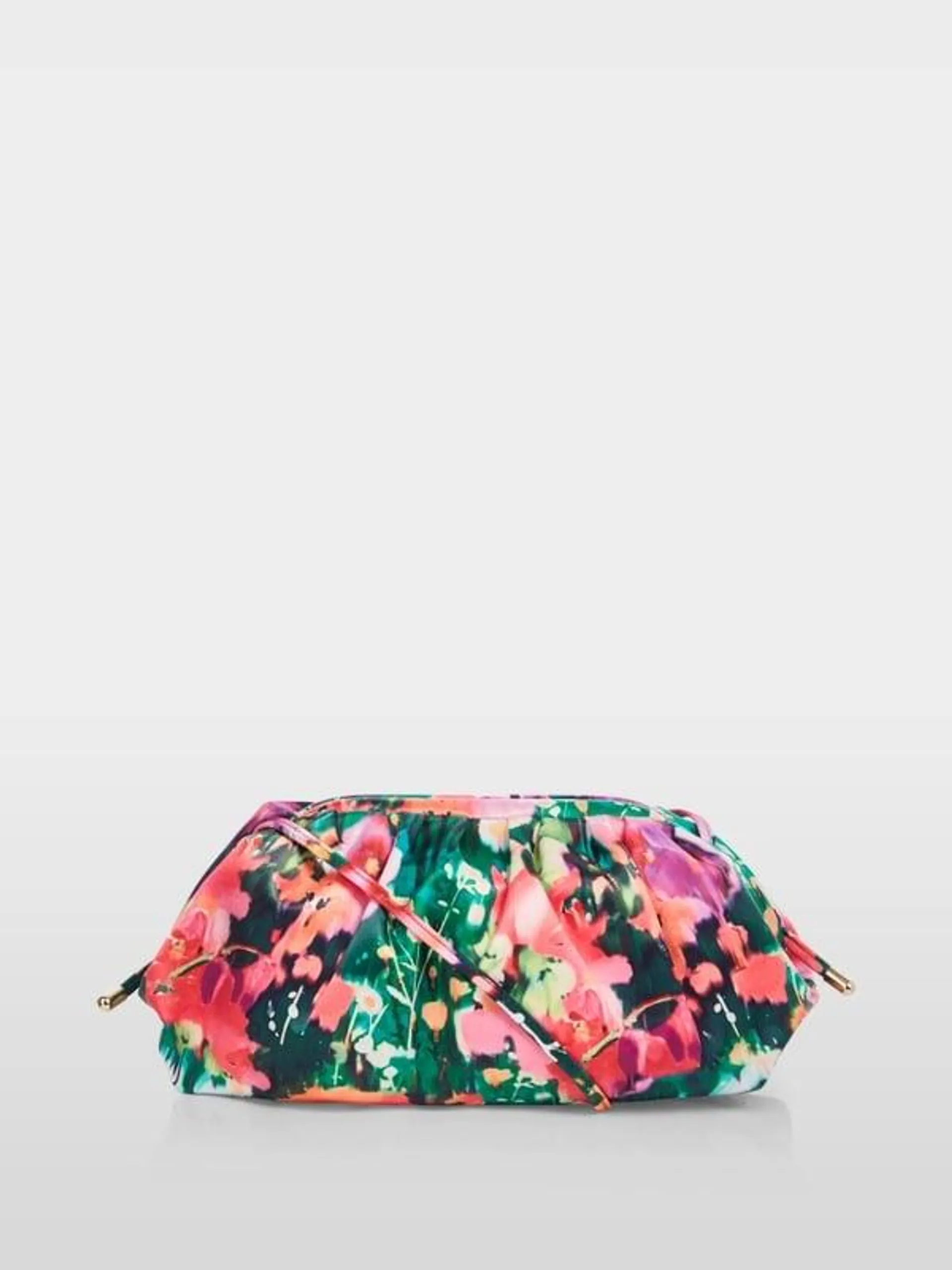 Satijnen clutch met bloemenprint