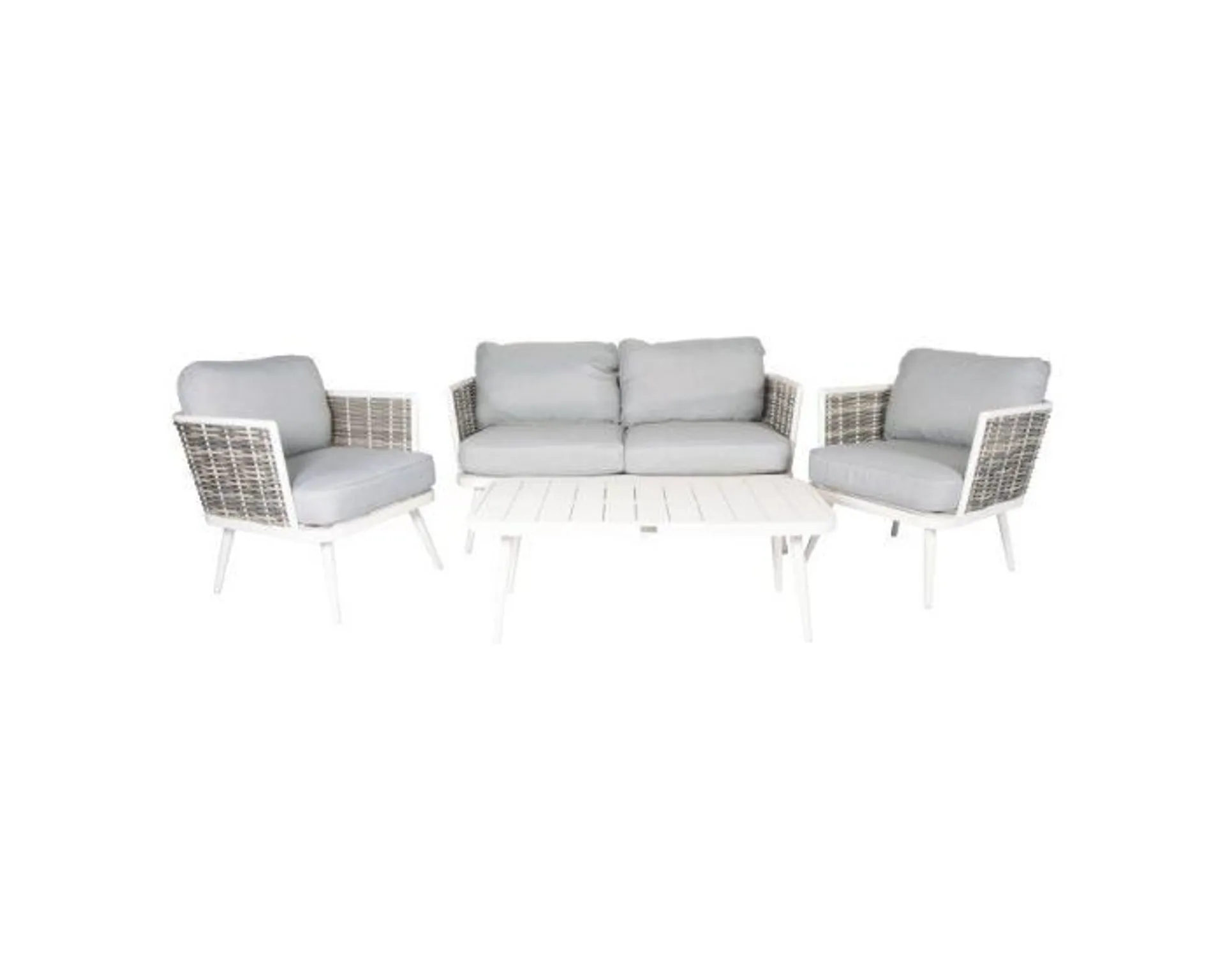 Stoel-bank loungeset "Yvonne" - Wit - Pure Garden & Living