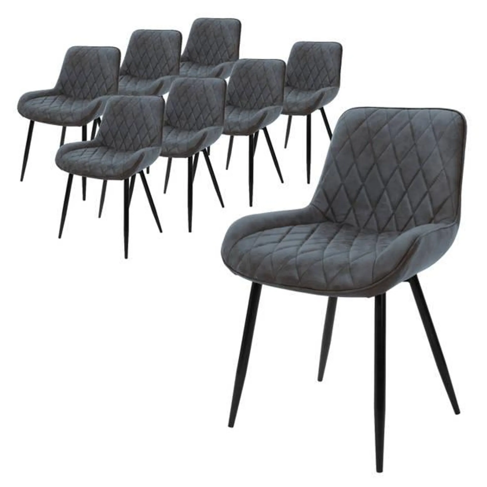 ML-Design Set van 8 Eetkamerstoelen Eetkamerstoel met rugleuning en armleuningen, antraciet, PU kunstlederen zitting,