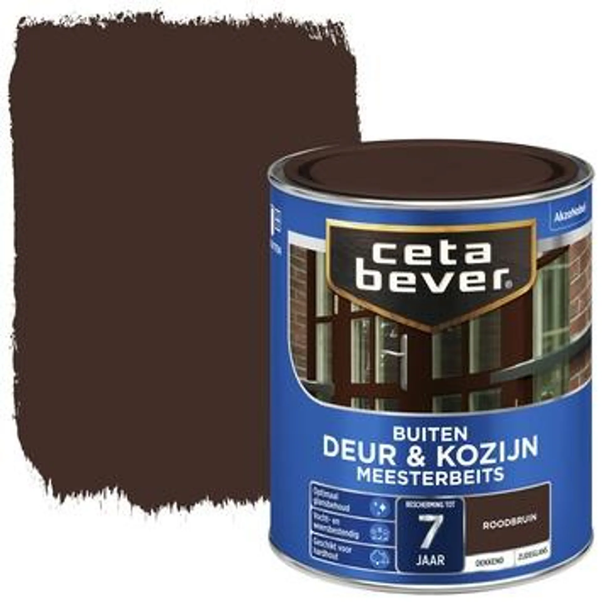 CetaBever Meesterbeits Deur & Kozijn dekkend zijdeglans roodbruin 750 ml