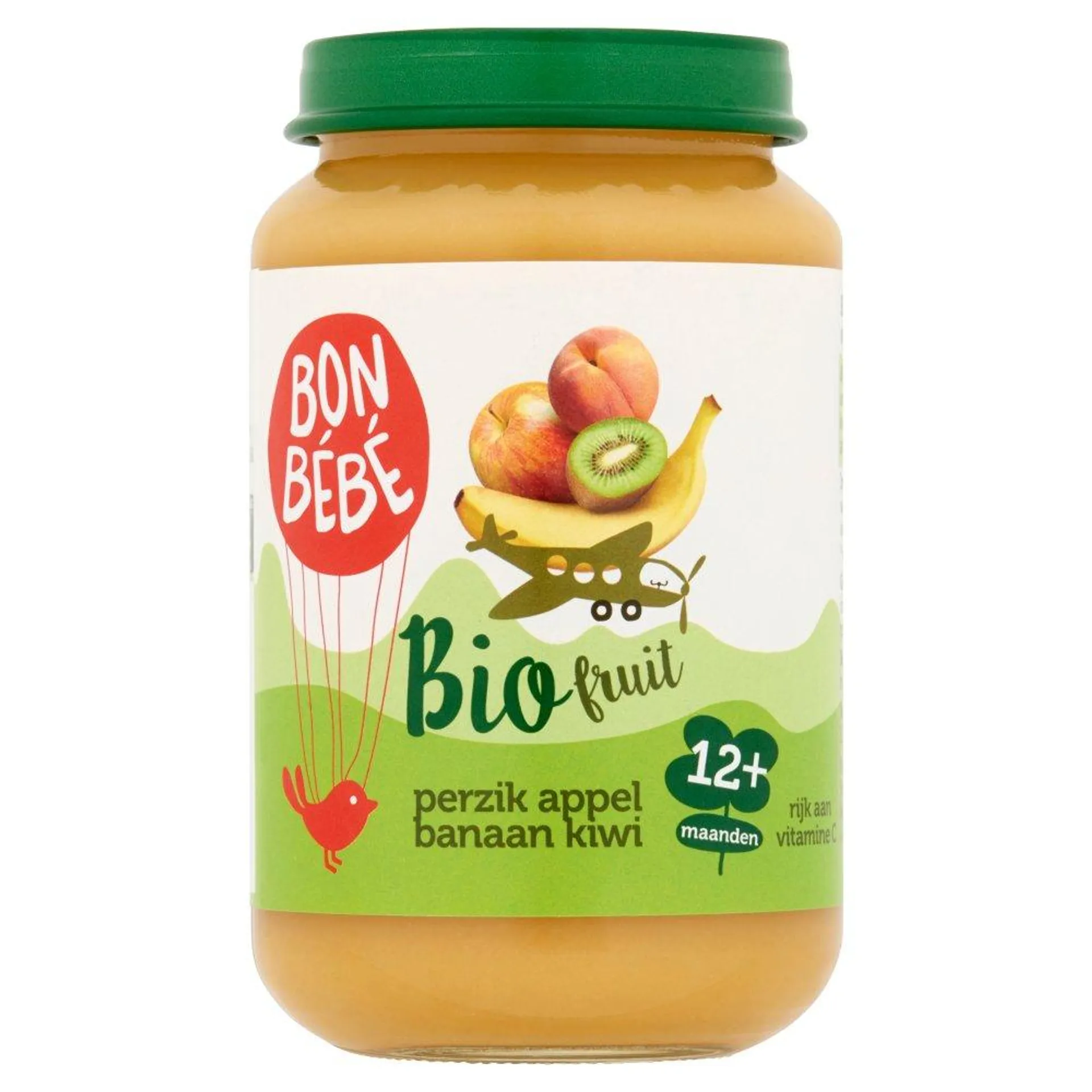 Bonbébé Bio Fruit Perzik Appel Banaan Kiwi 12+ Maanden 200 g