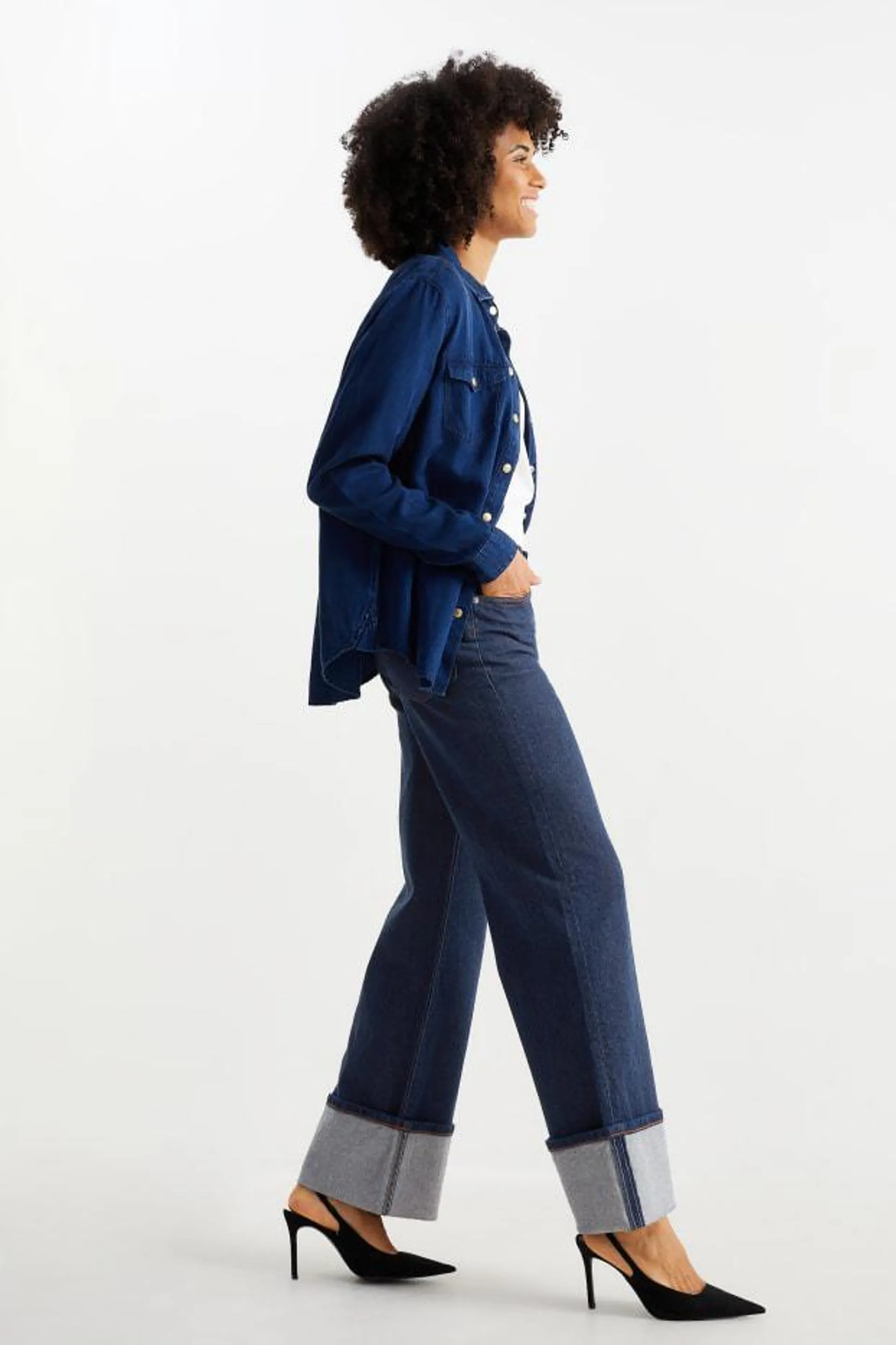 Wide leg jeans - high waist - LYCRA®
