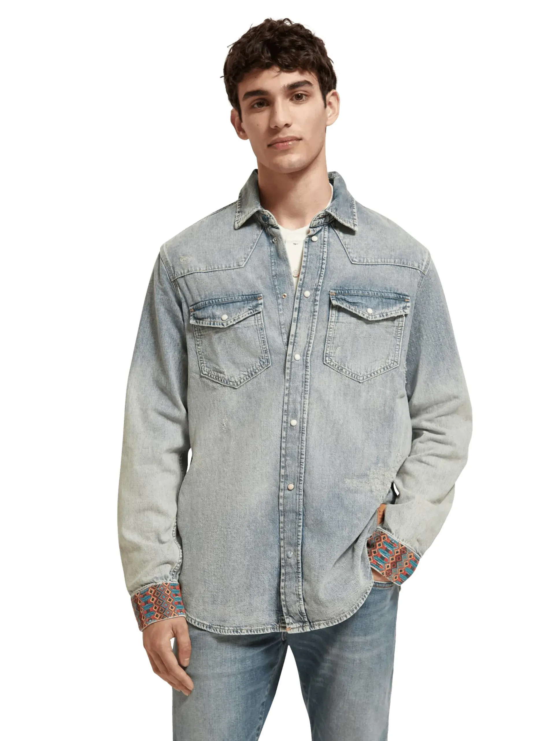 Regular fit denim western shirt