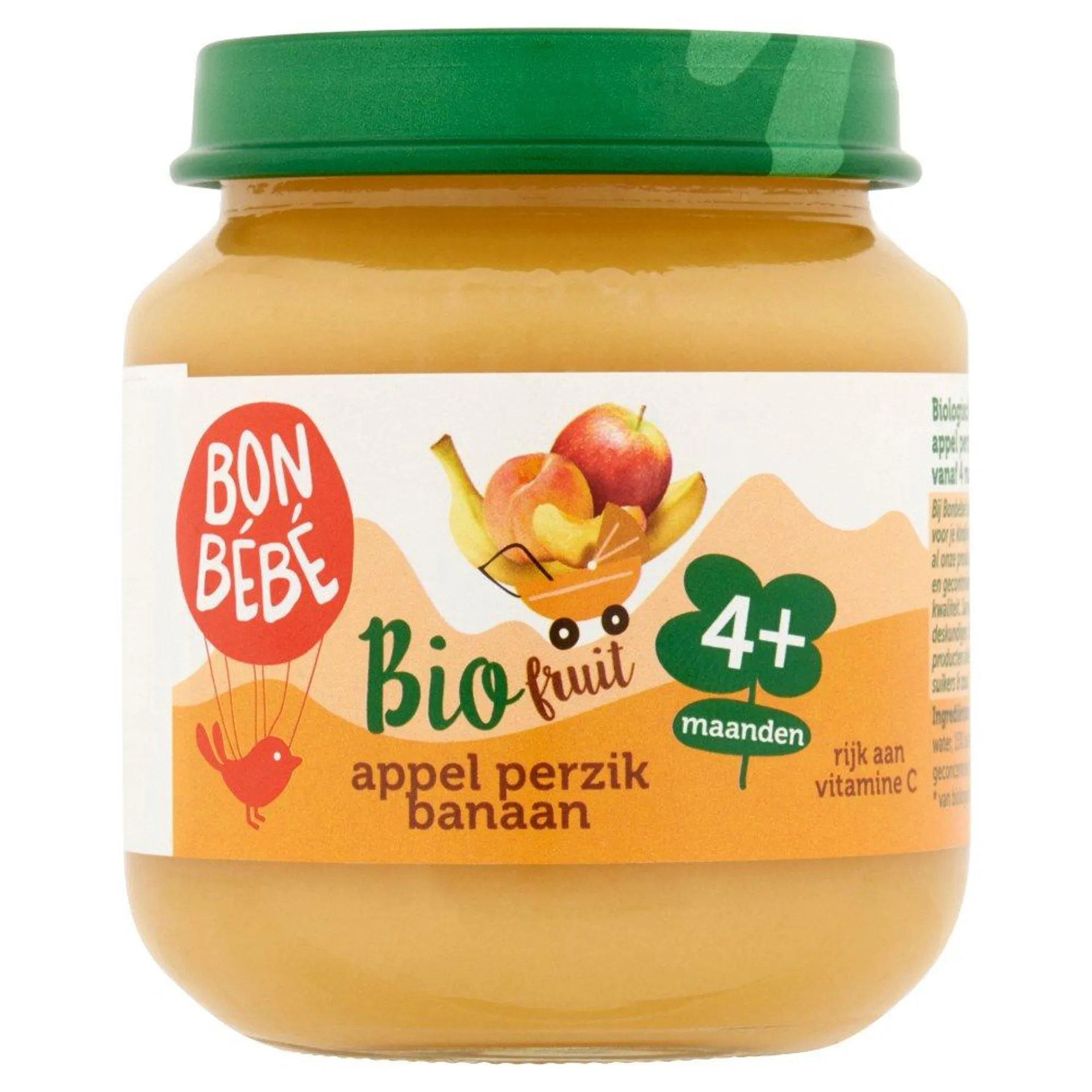 Bonbébé Bio Fruit Appel Perzik Banaan 4+ Maanden 125 g