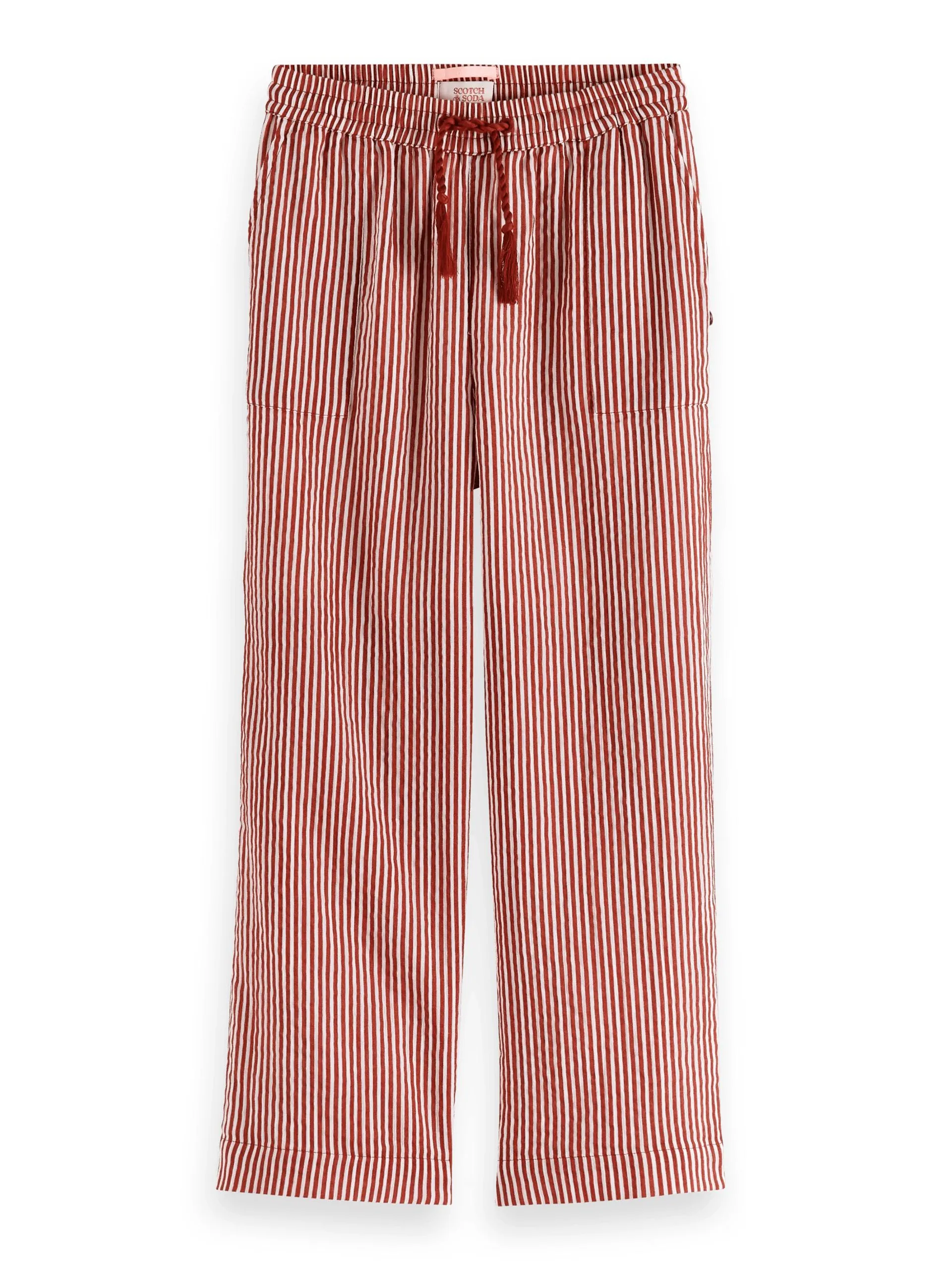 Straight-leg crinkle cotton trousers