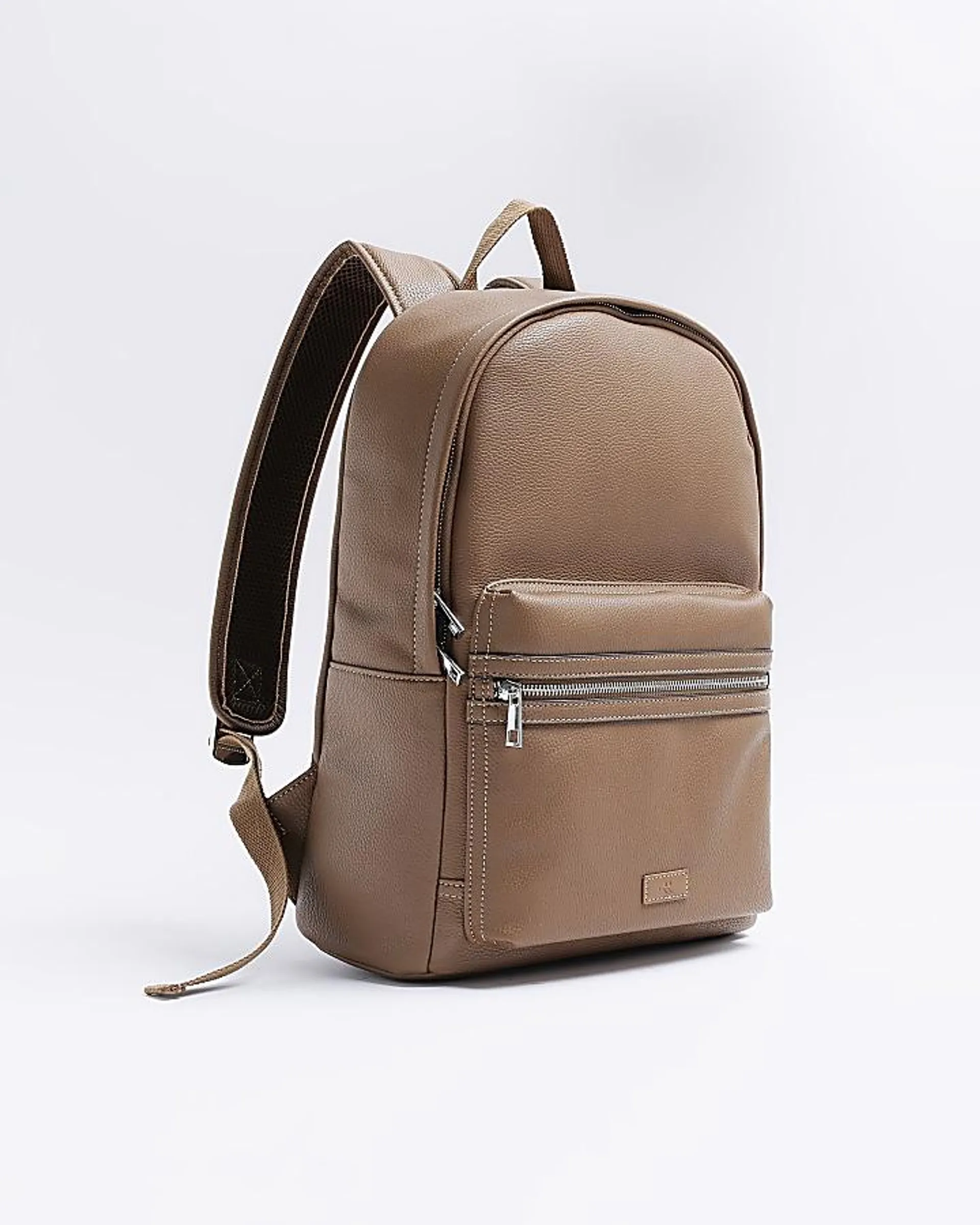 Brown faux leather rucksack