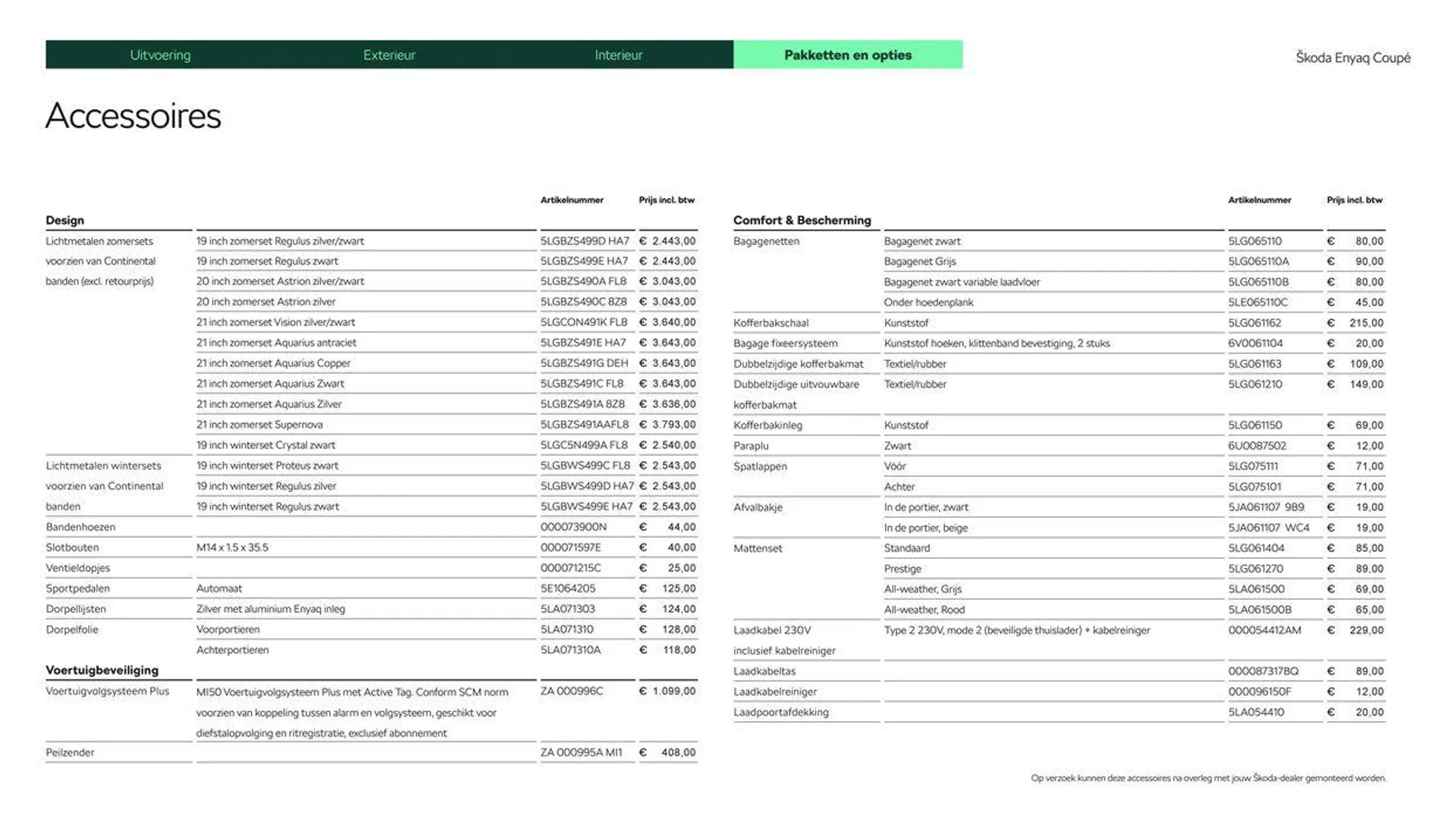 Škoda Enyaq Coupé prijslijst per 1 juni 2024 van 20 juni tot 20 juni 2025 - Folder pagina 13