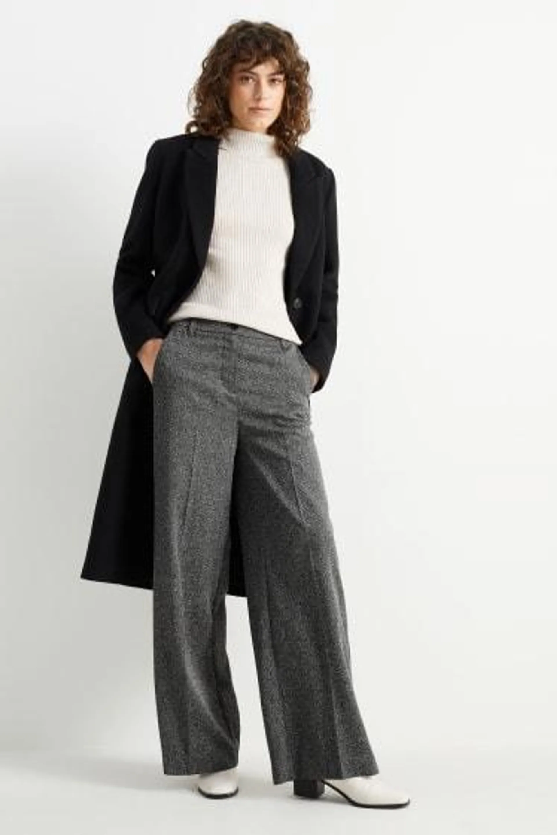 Pantalon - high waist - wide leg