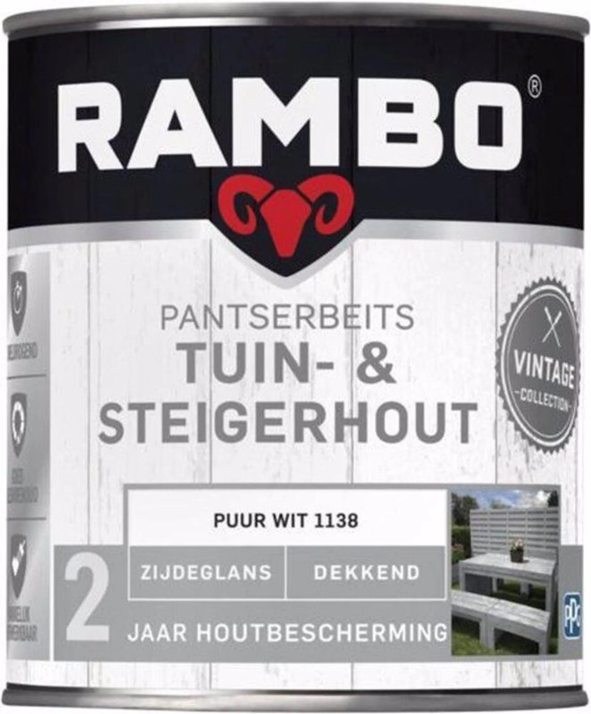 Rambo Pantserbeits Tuin & Steigerhout Dekkend Puur Wit 1138