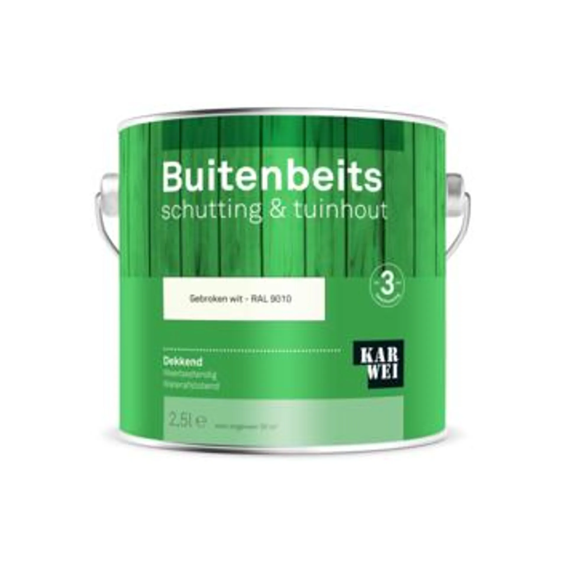 KARWEI buitenbeits schutting & tuinhout dekkend RAL 9010 gebroken wit 2,5 liter