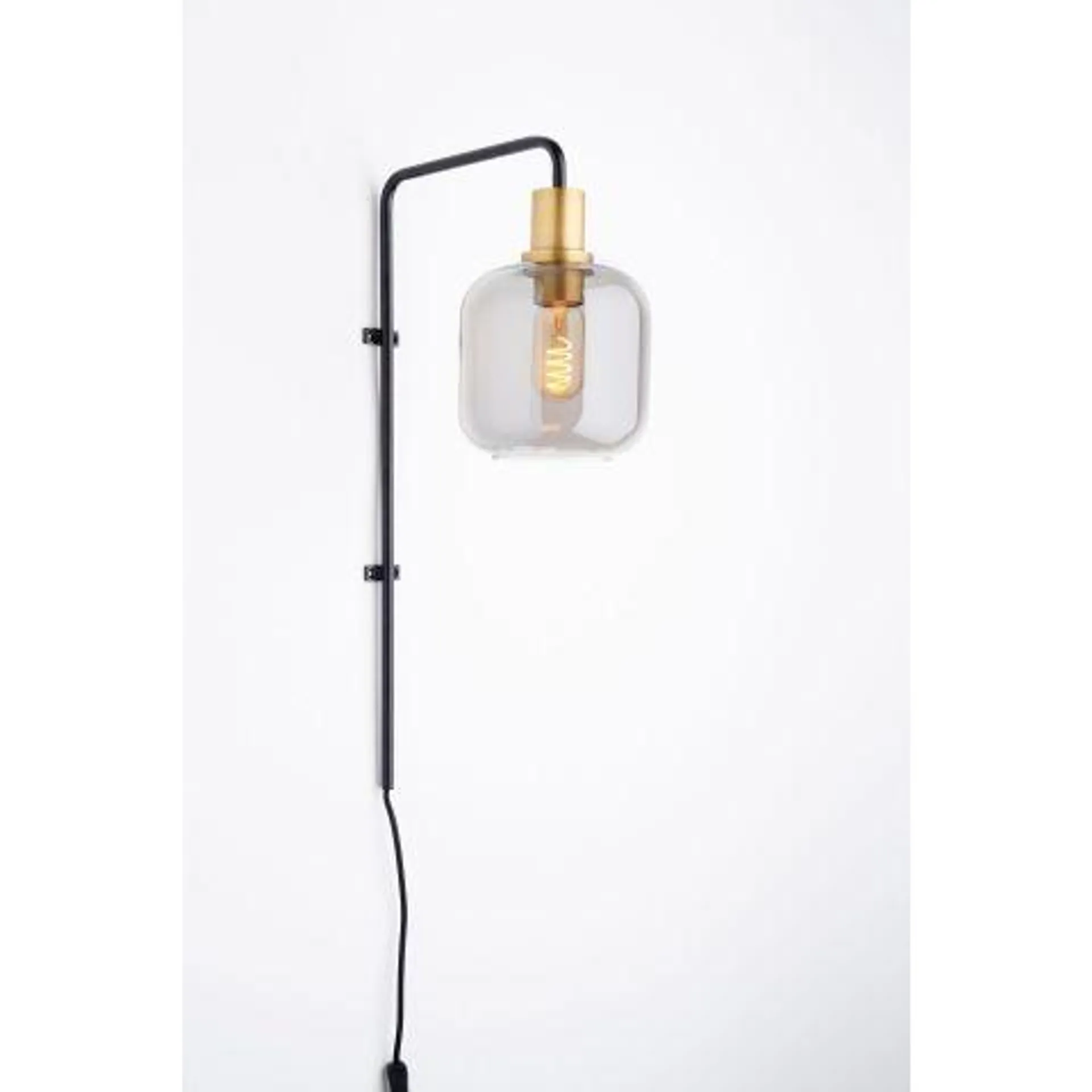 Wandlamp Peglio glas smoke antiek brons 1-lichts