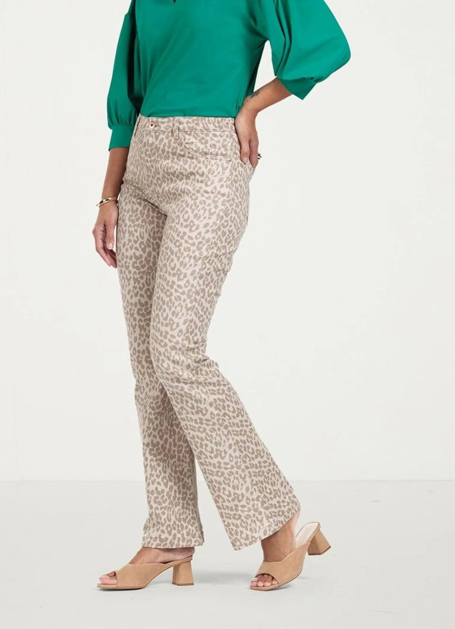 Elvira high waist slim fit jeans met panterprint