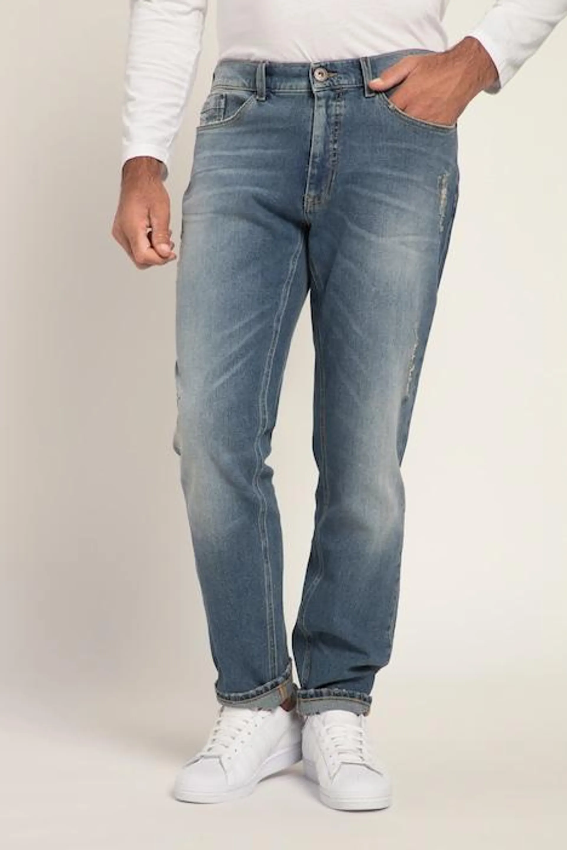 Jeans FLEXNAMIC®, denim, gebleekt, Destroy-look, 5-pocket, tot maat 70