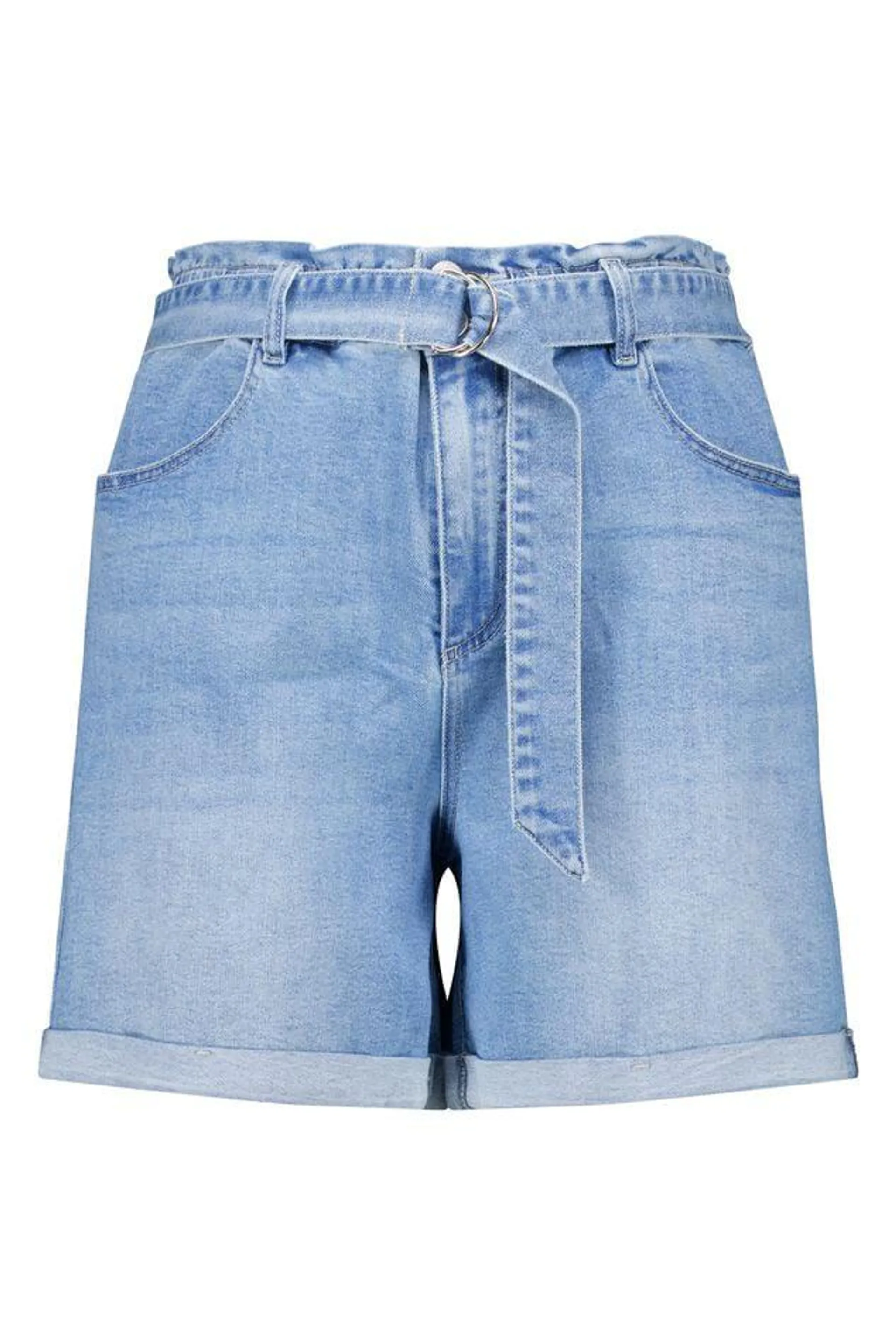 Denim short met ceintuur