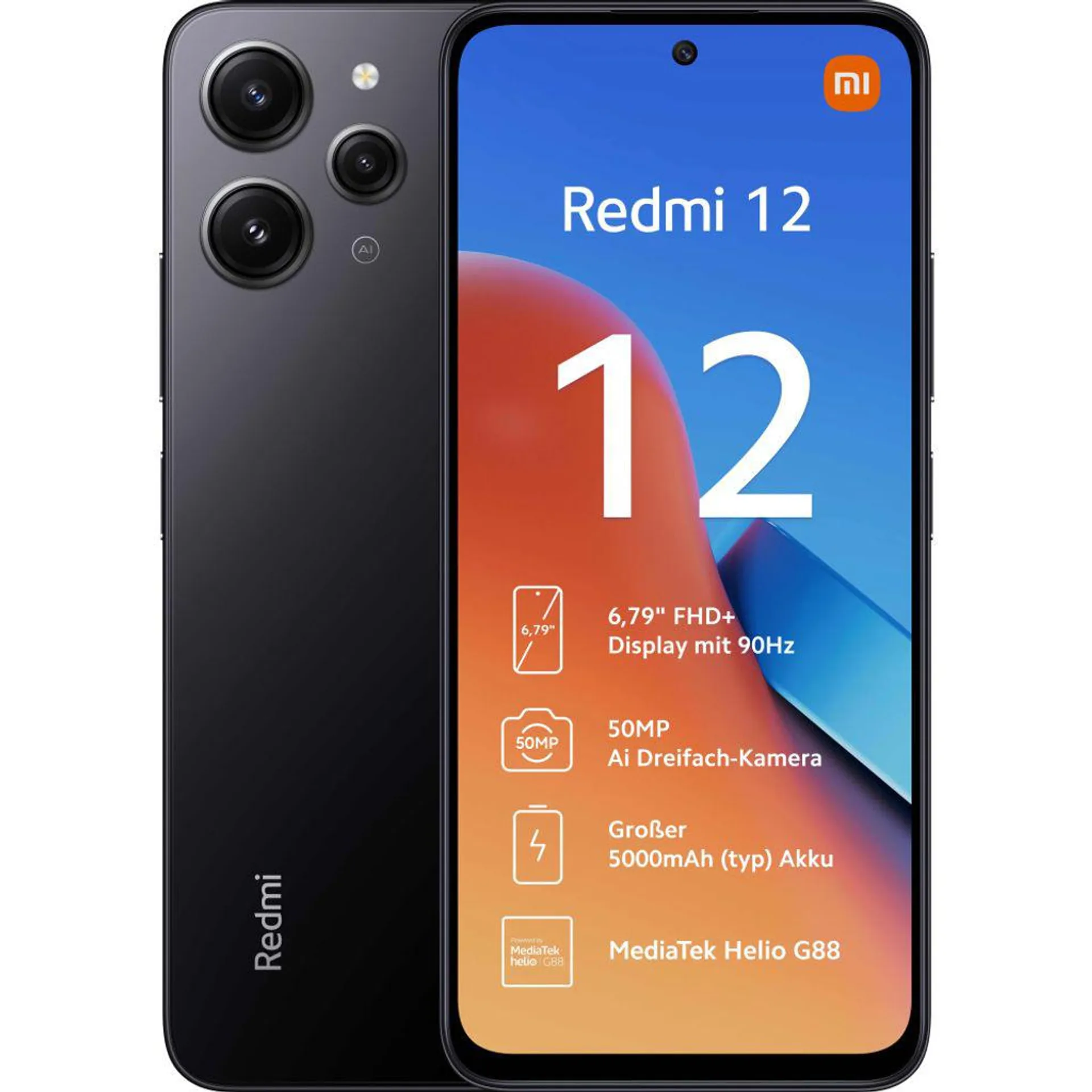 Redmi 12 4GB + 128GB Midnight Black Smartphone