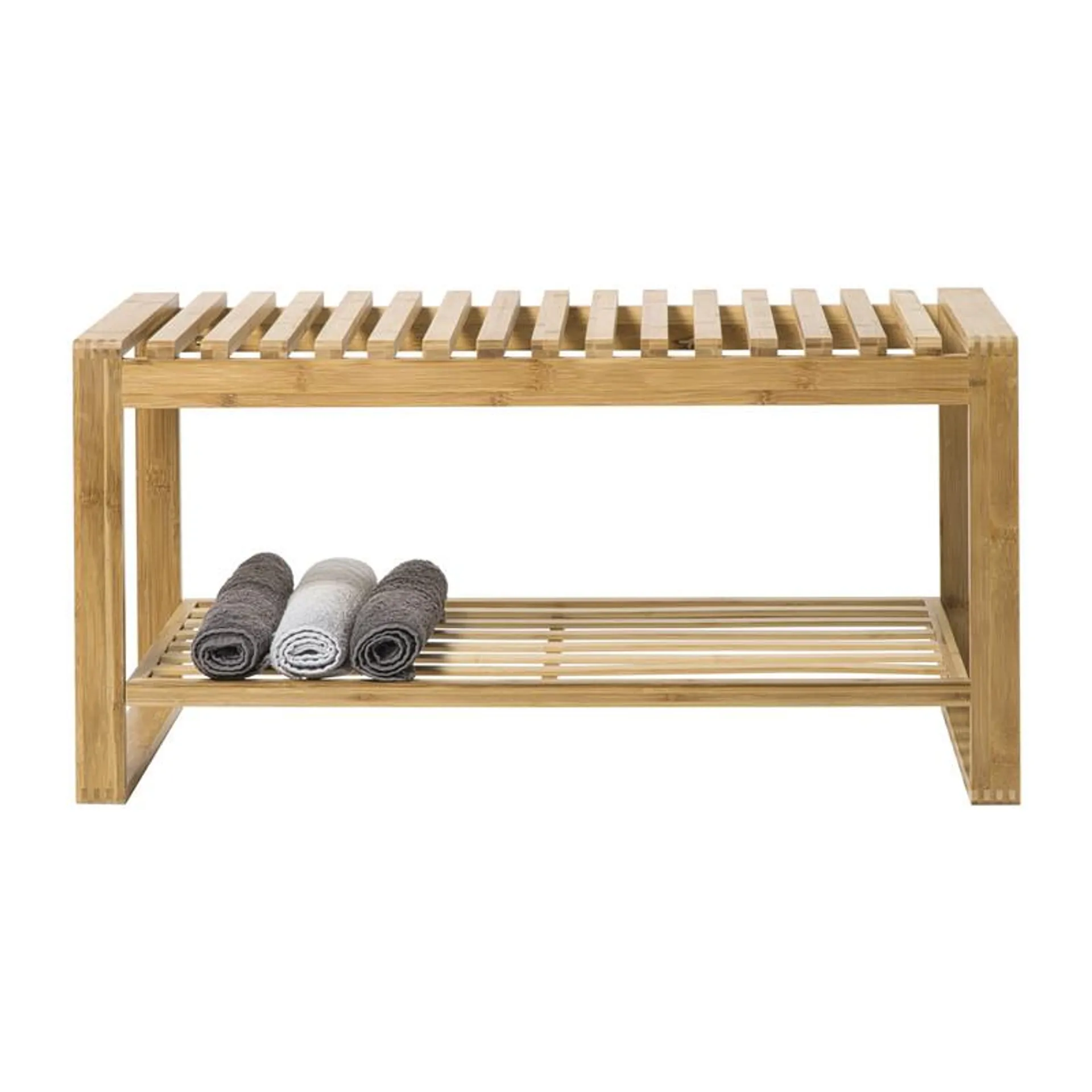 Schoenenrek 2-laags bamboe - bruin - 38x76x38 cm