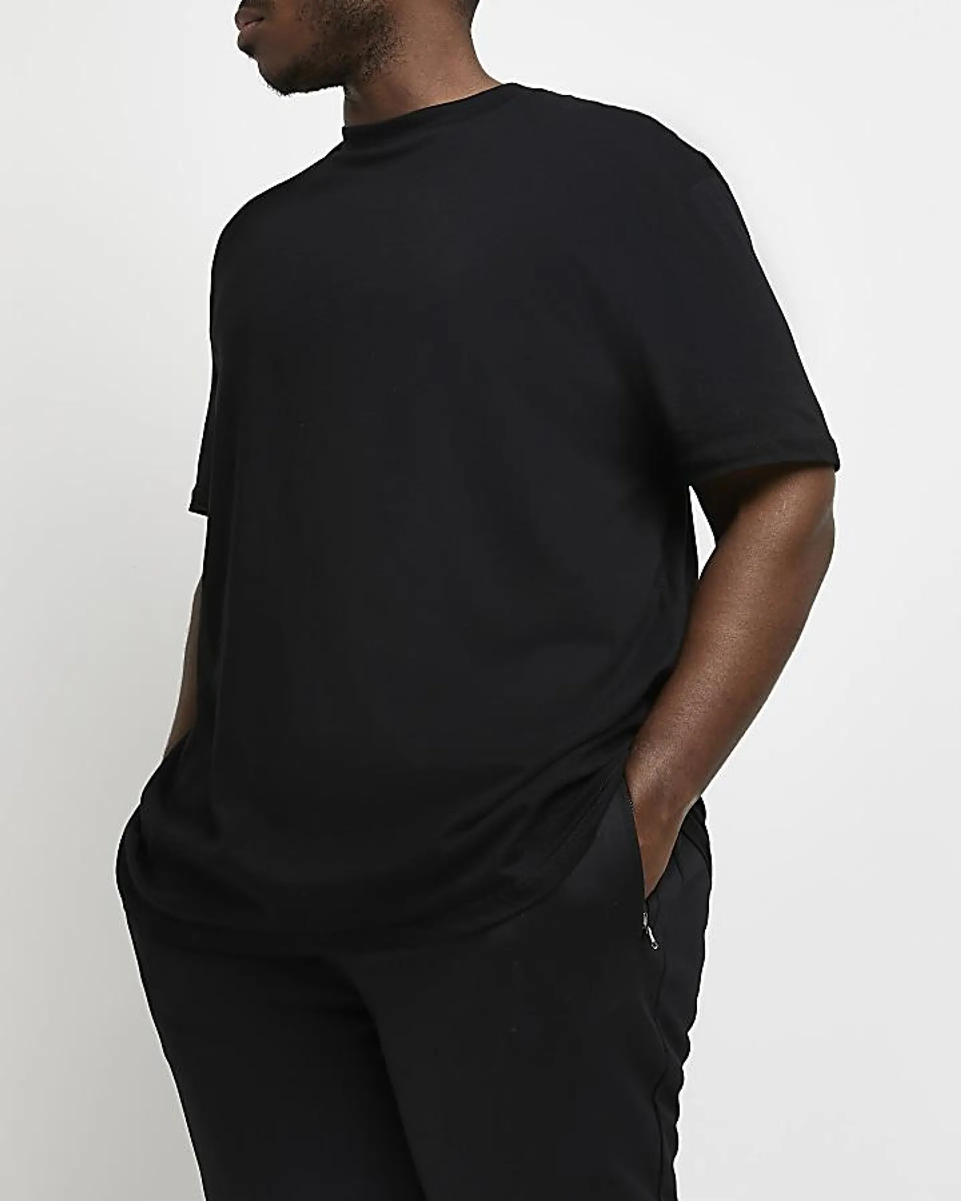 Big & Tall black curved hem slim fit t-shirt