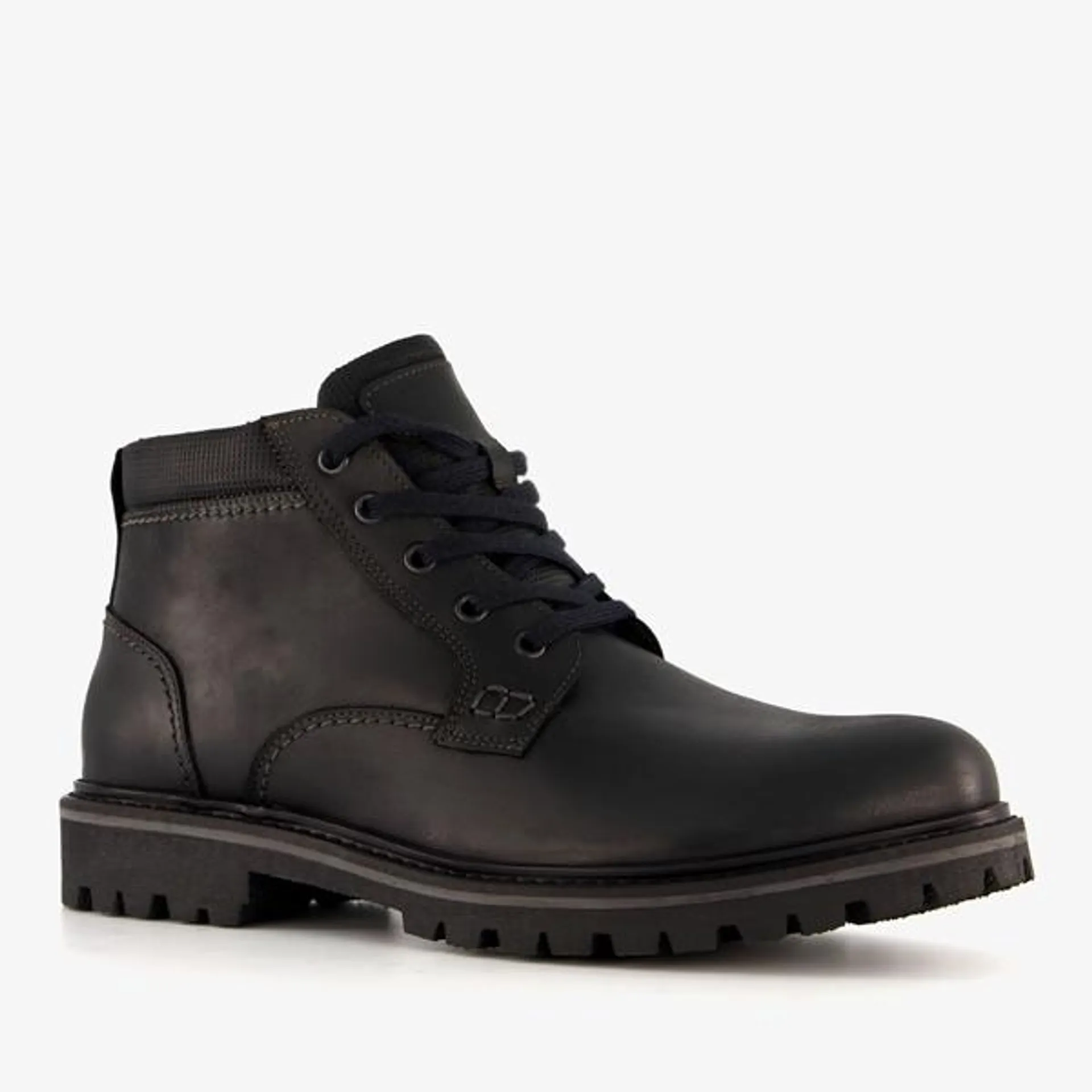 Van Beers leren heren veterboots zwart