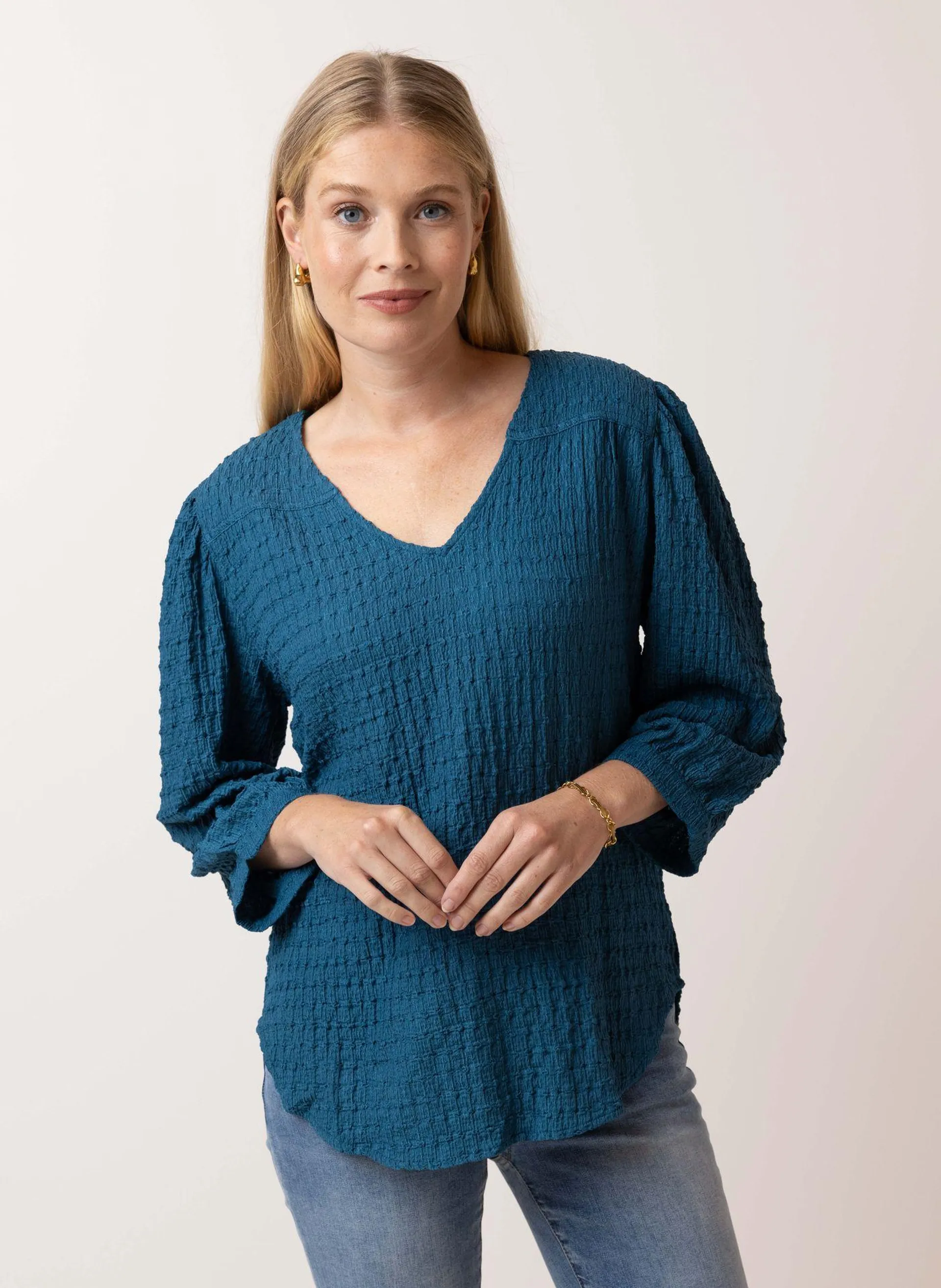 Blauwe blouse