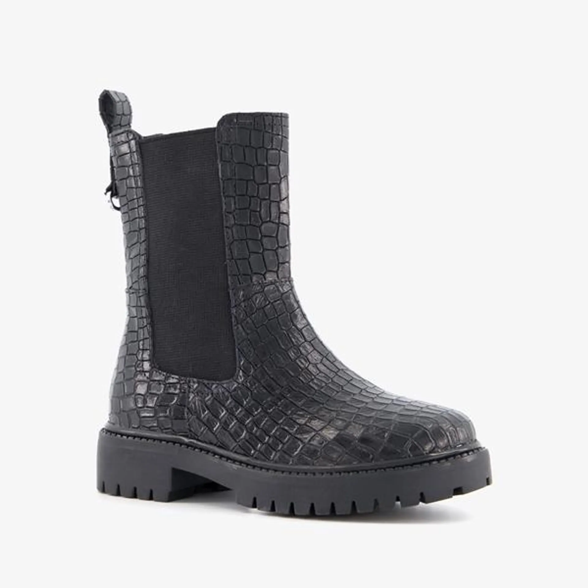 Groot leren meisjes chelsea boots met crocoprint